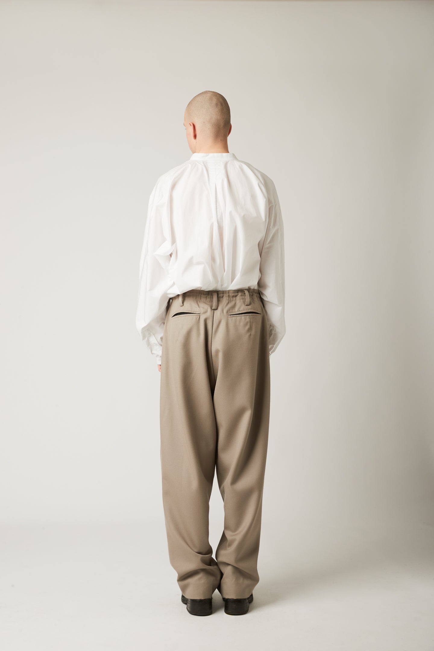 Double pleated trouser - Beige wool