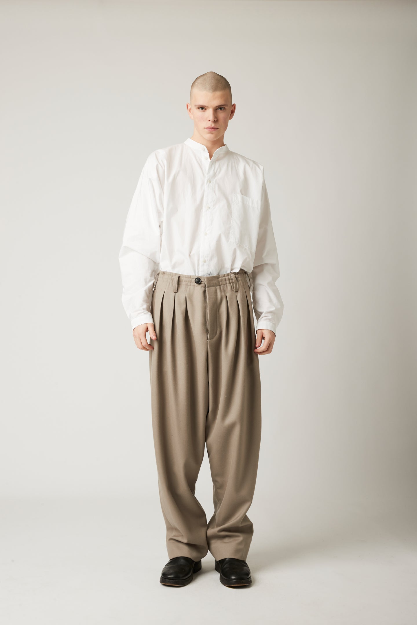 Double pleated trouser - Beige wool