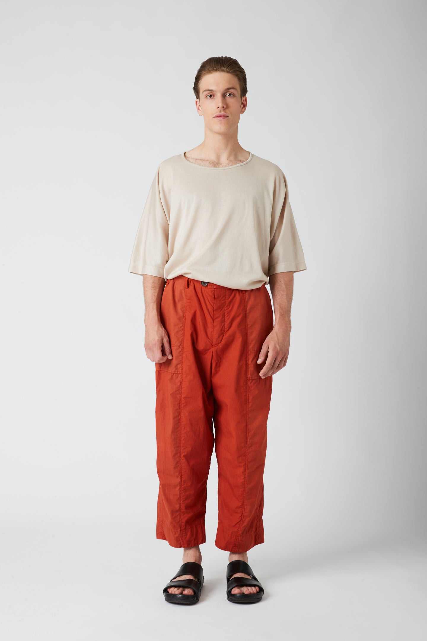 Curved worker trouser - Coated cotton