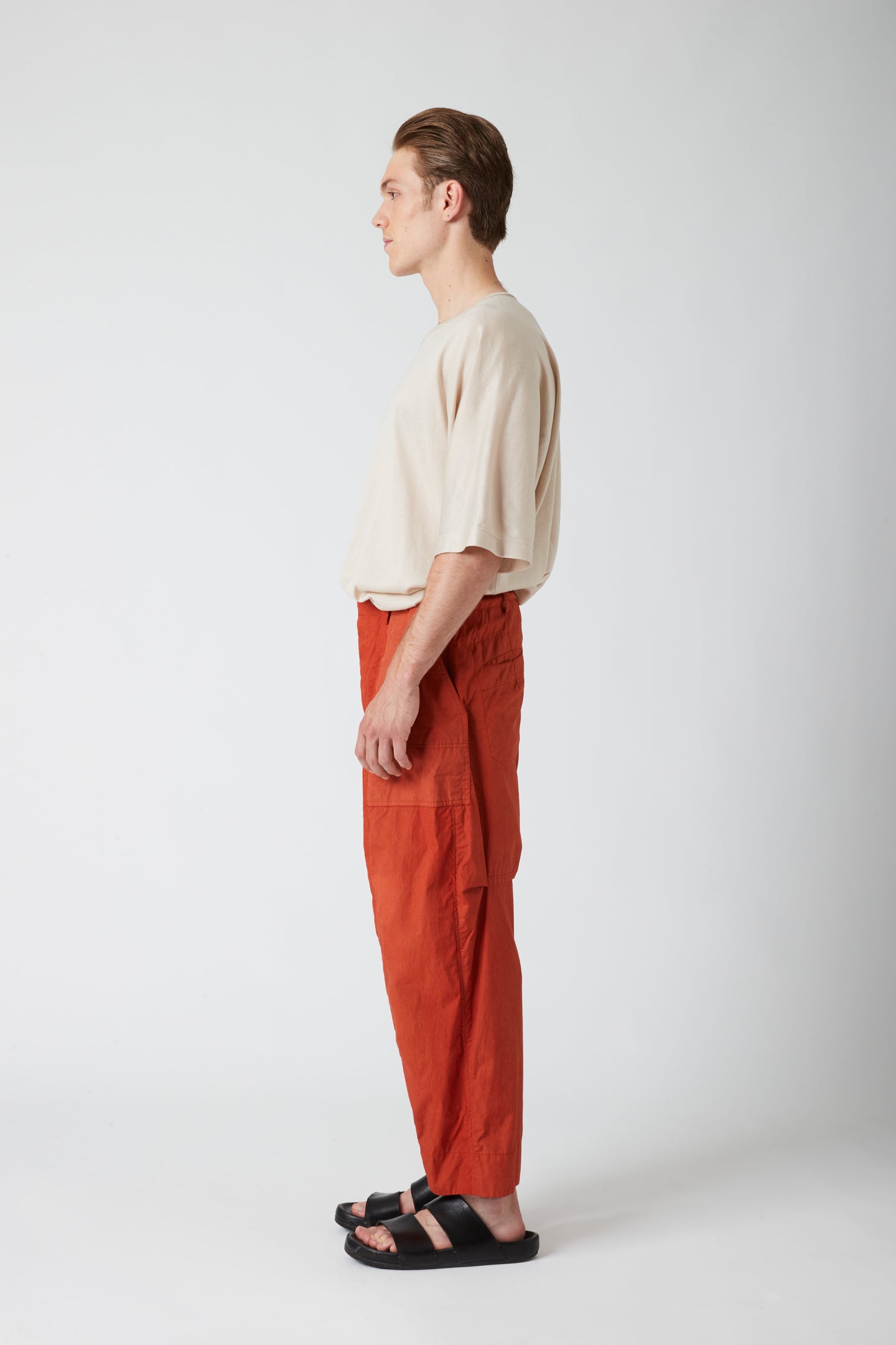 Curved worker trouser - Coated cotton