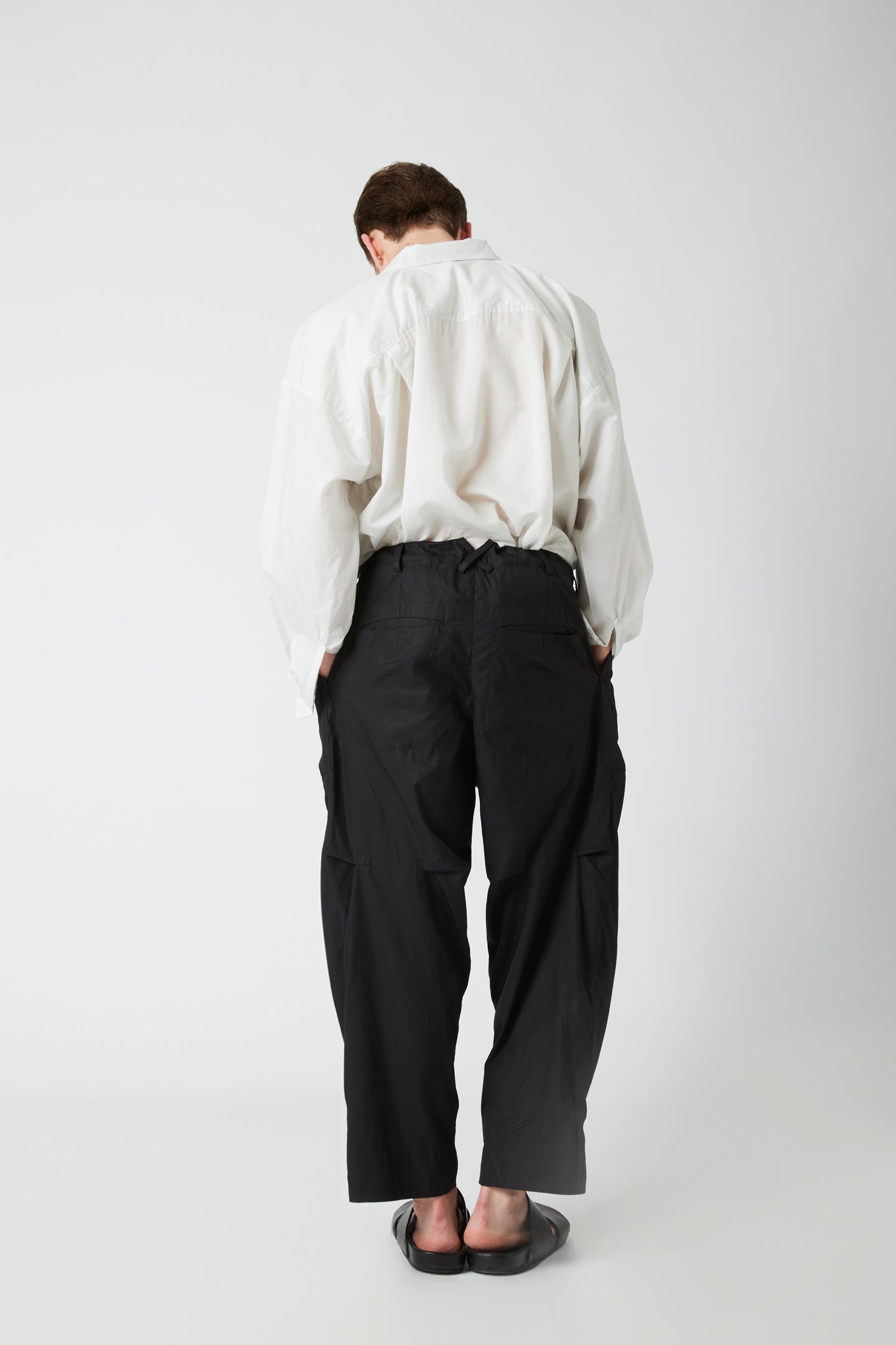 Curved worker trouser - Cold mercerized cotton twill