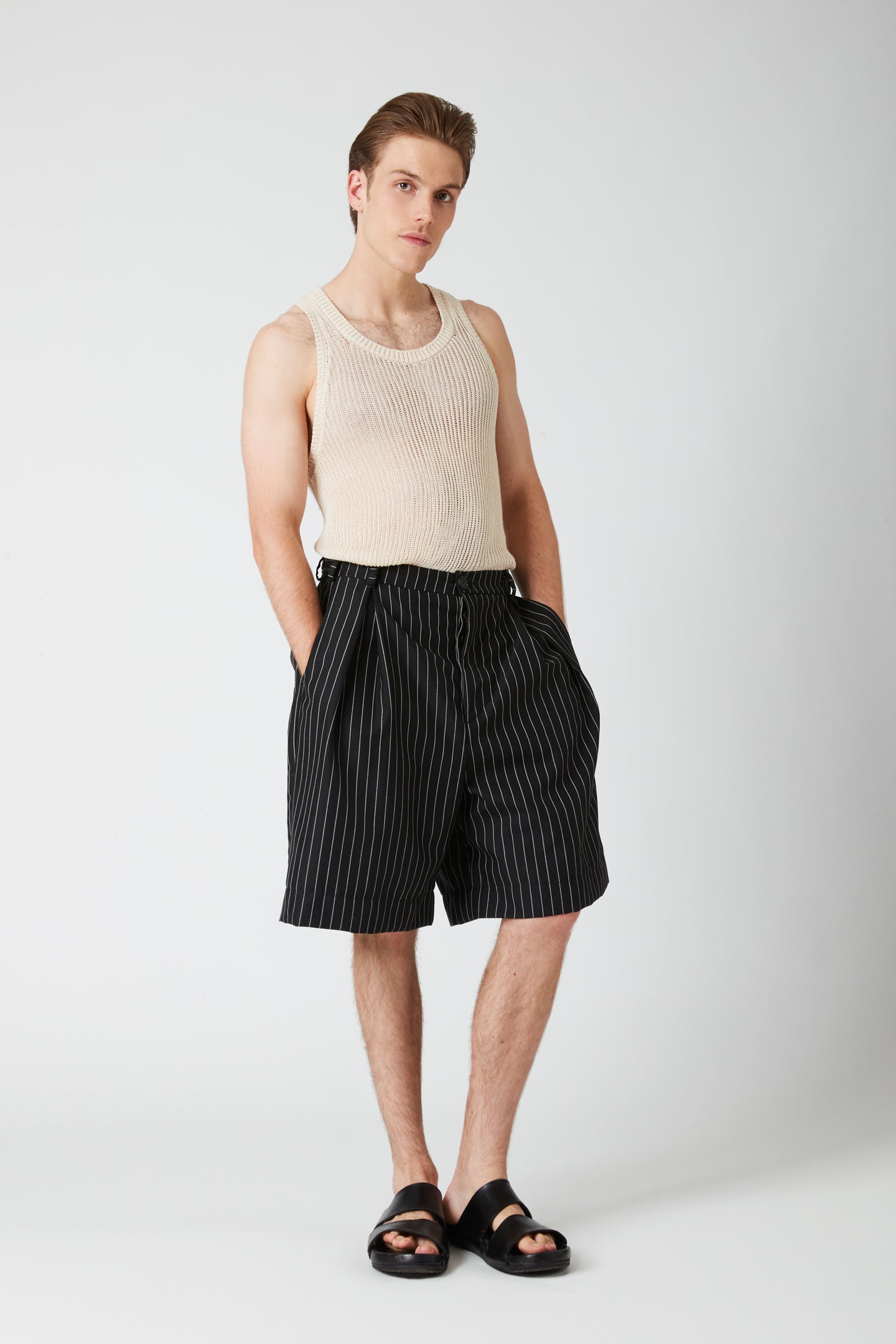 Balloon shorts - Pinstripe wool mohair
