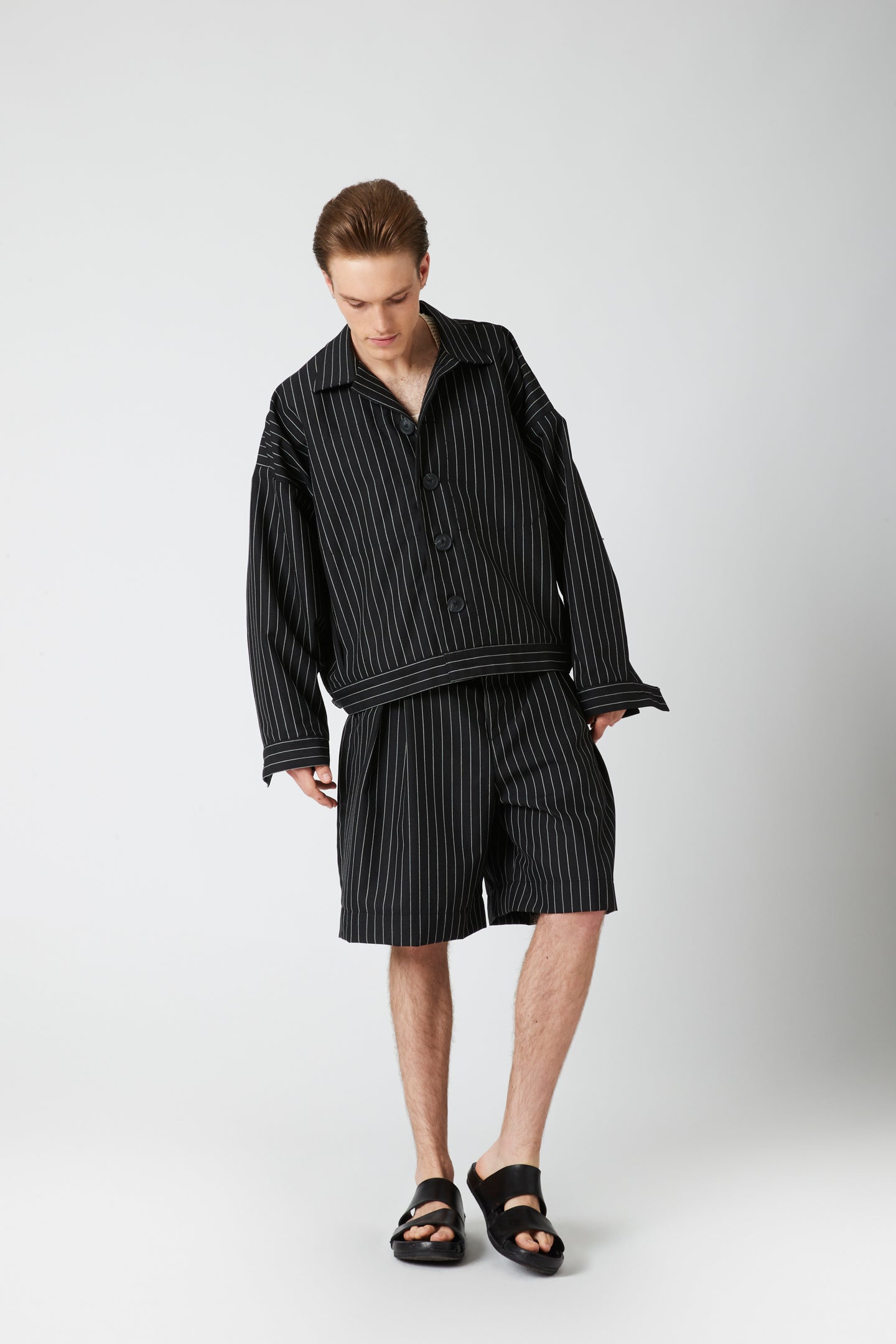 Worker jacket - Pinstripe wool mohair
