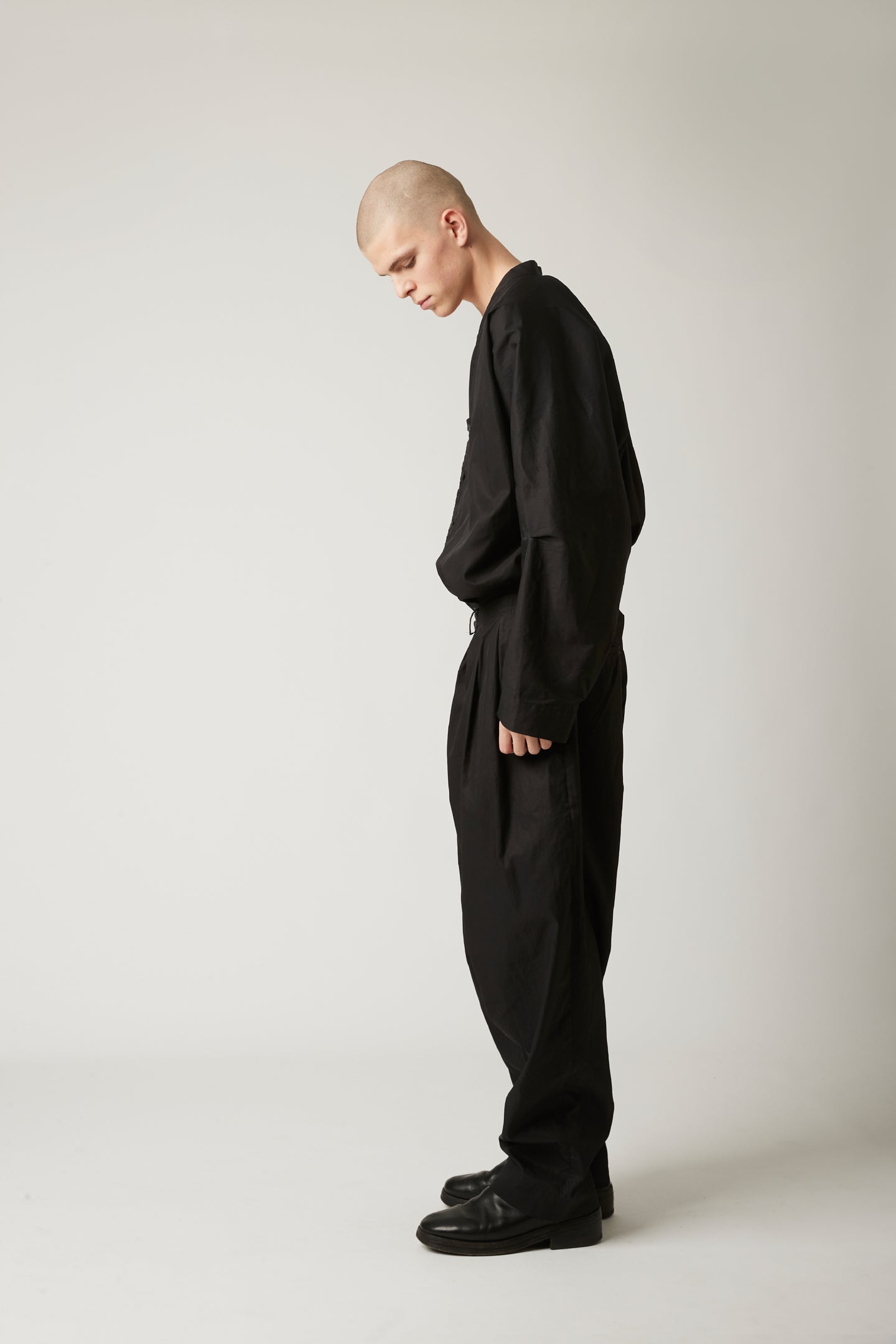 Double pleated trouser - Cold mercerized cotton twill