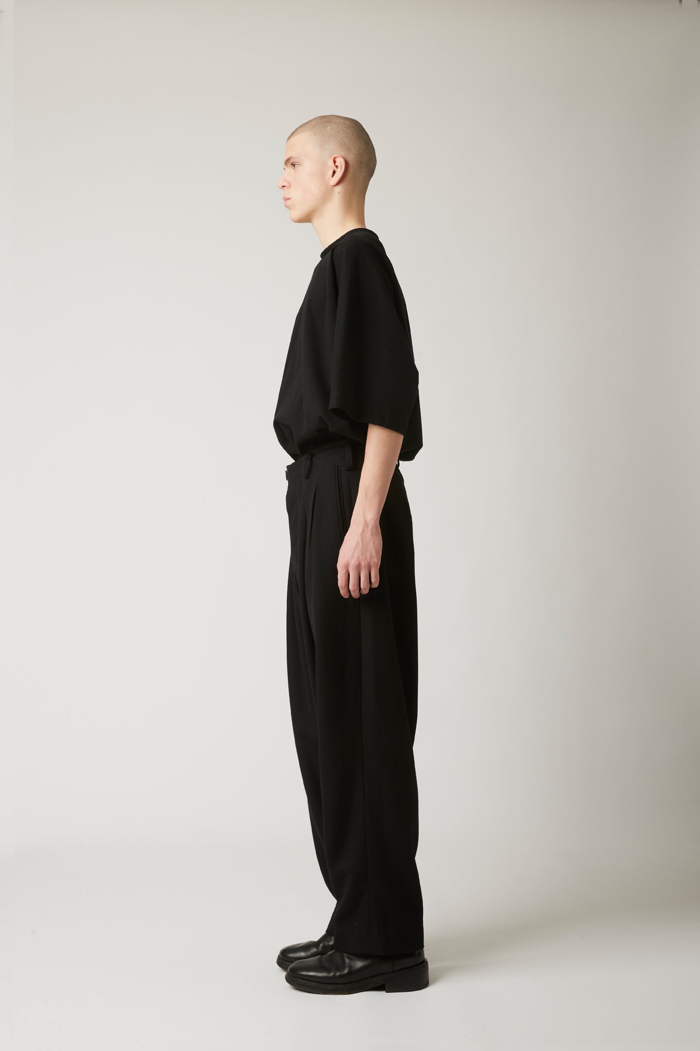 Double pleated trouser - Black wool