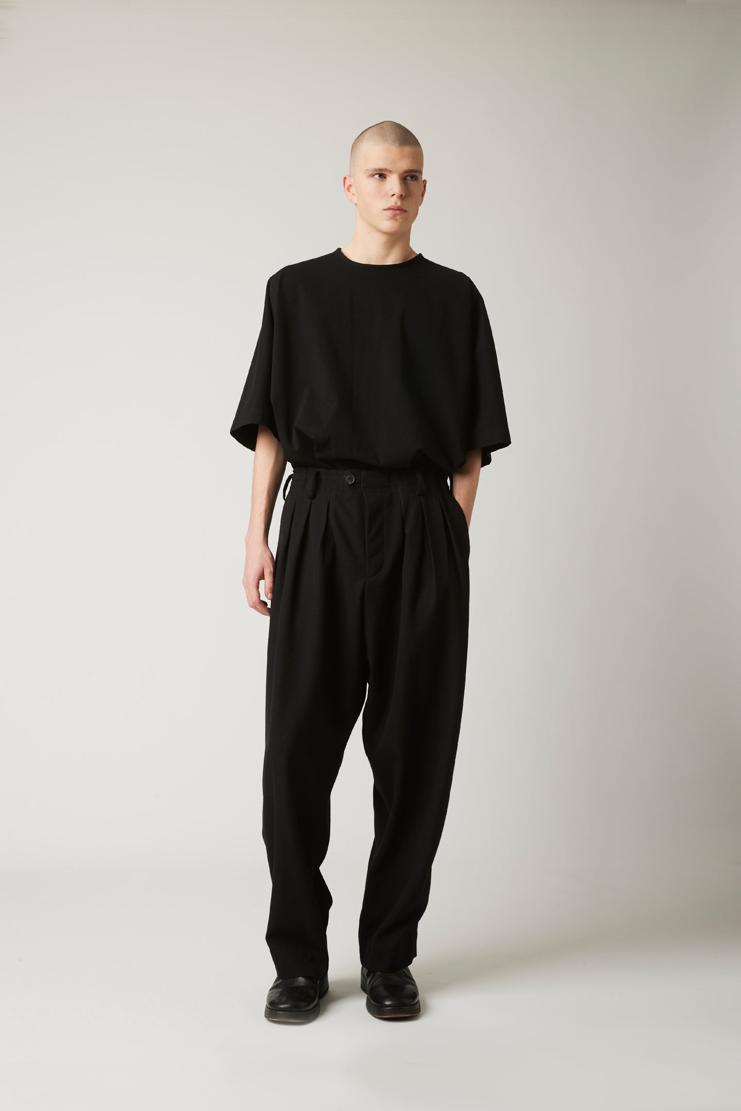Double pleated trouser - Black wool