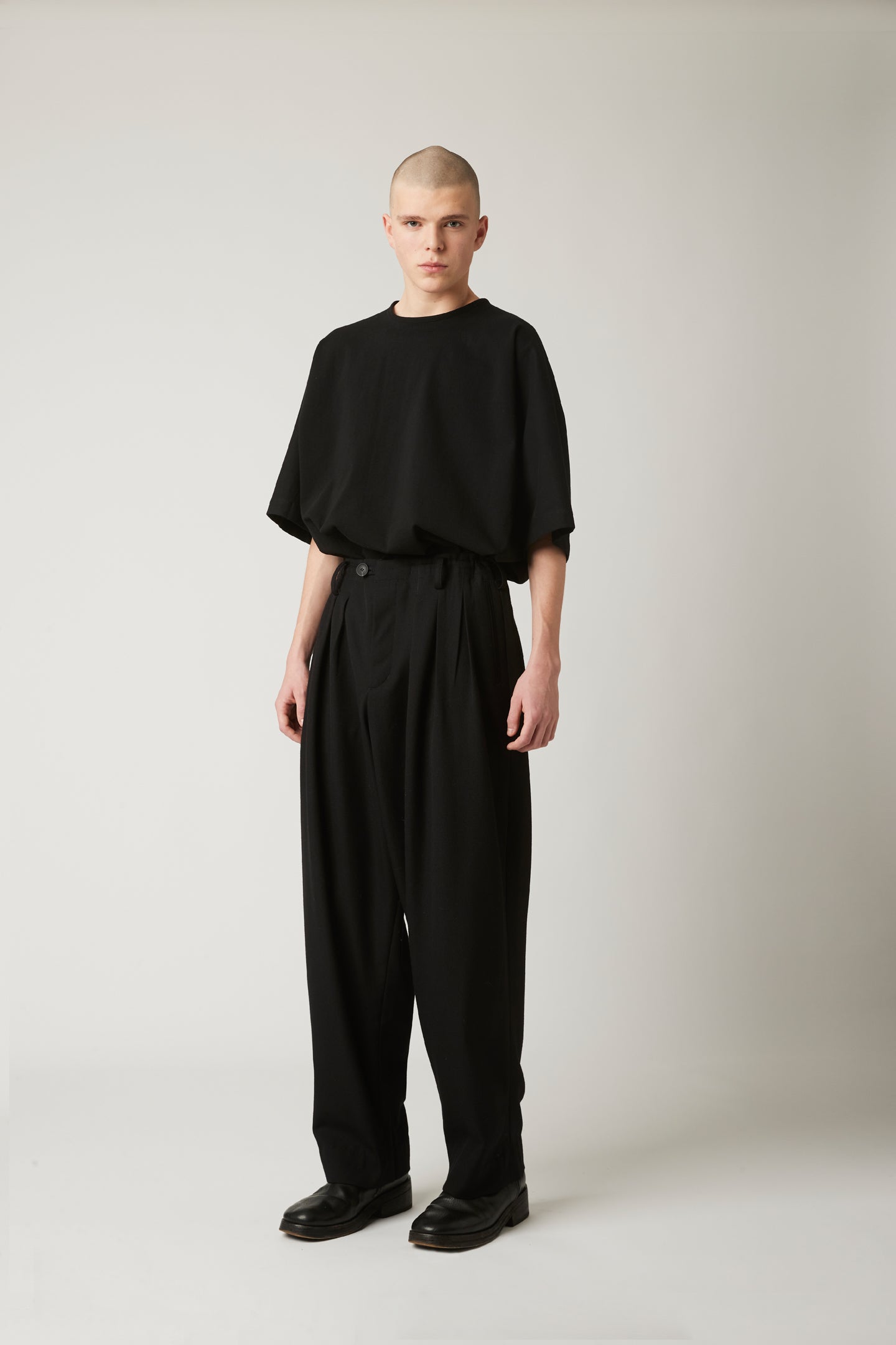 Double pleated trouser - Black wool