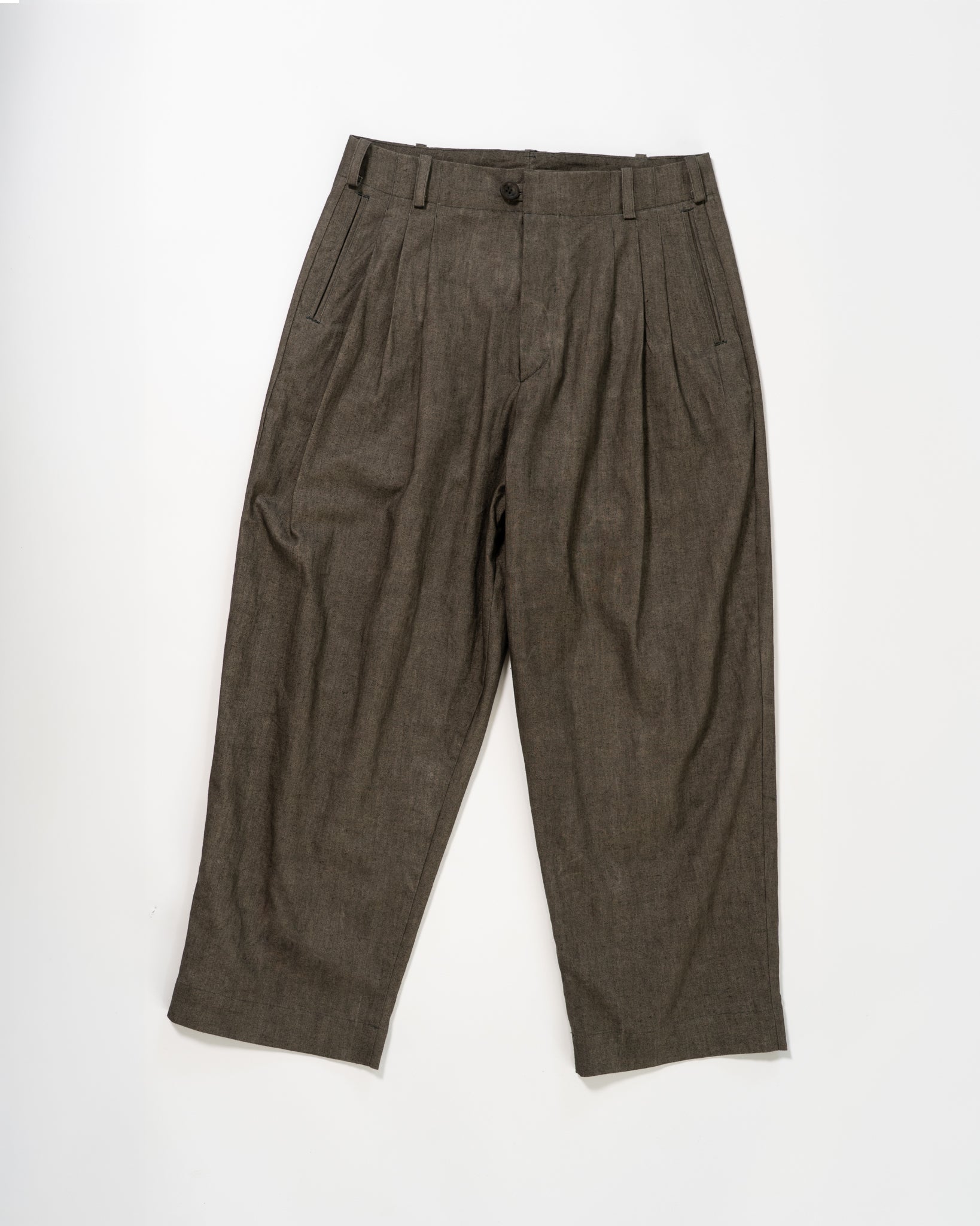 Triple Pleated Trouser - Sumi Dye Canvas