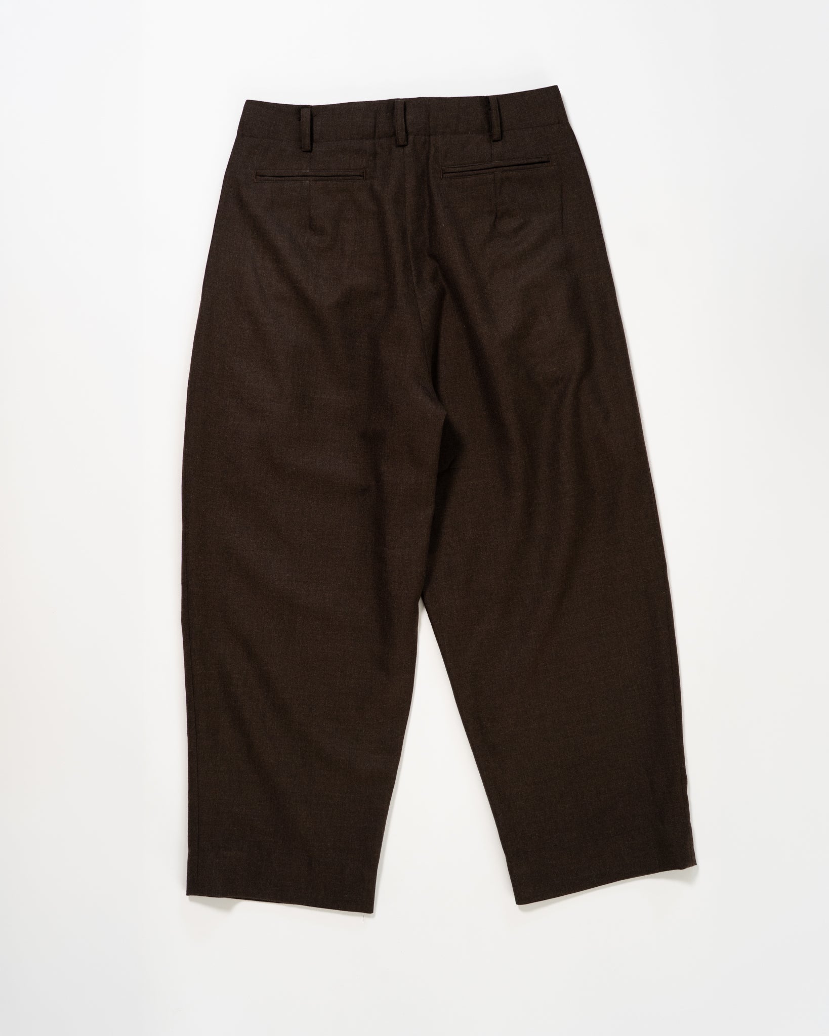 Triple Pleated Trouser - Rustic Brown Pure Wool