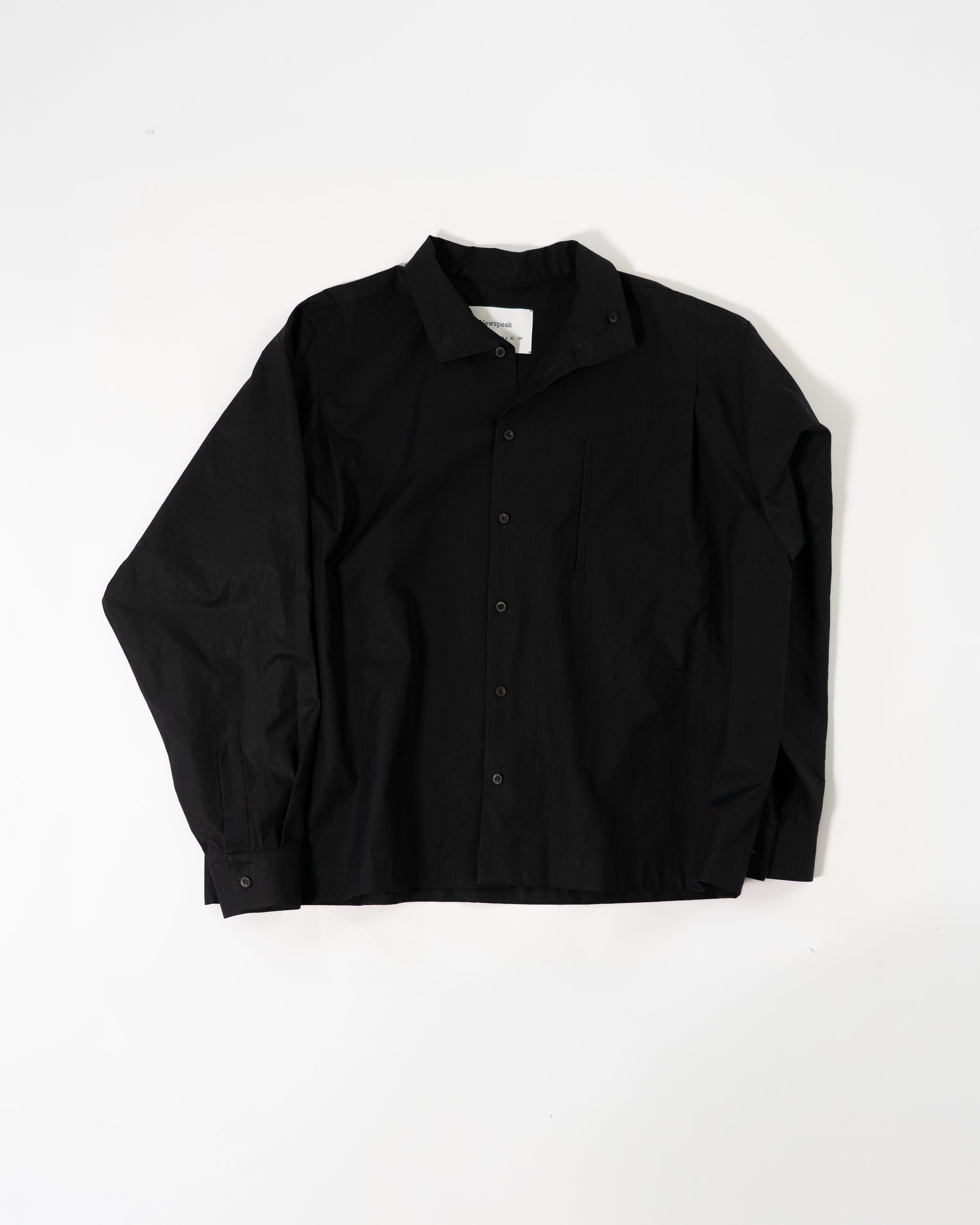 High Neck Shirt - Black Shirting