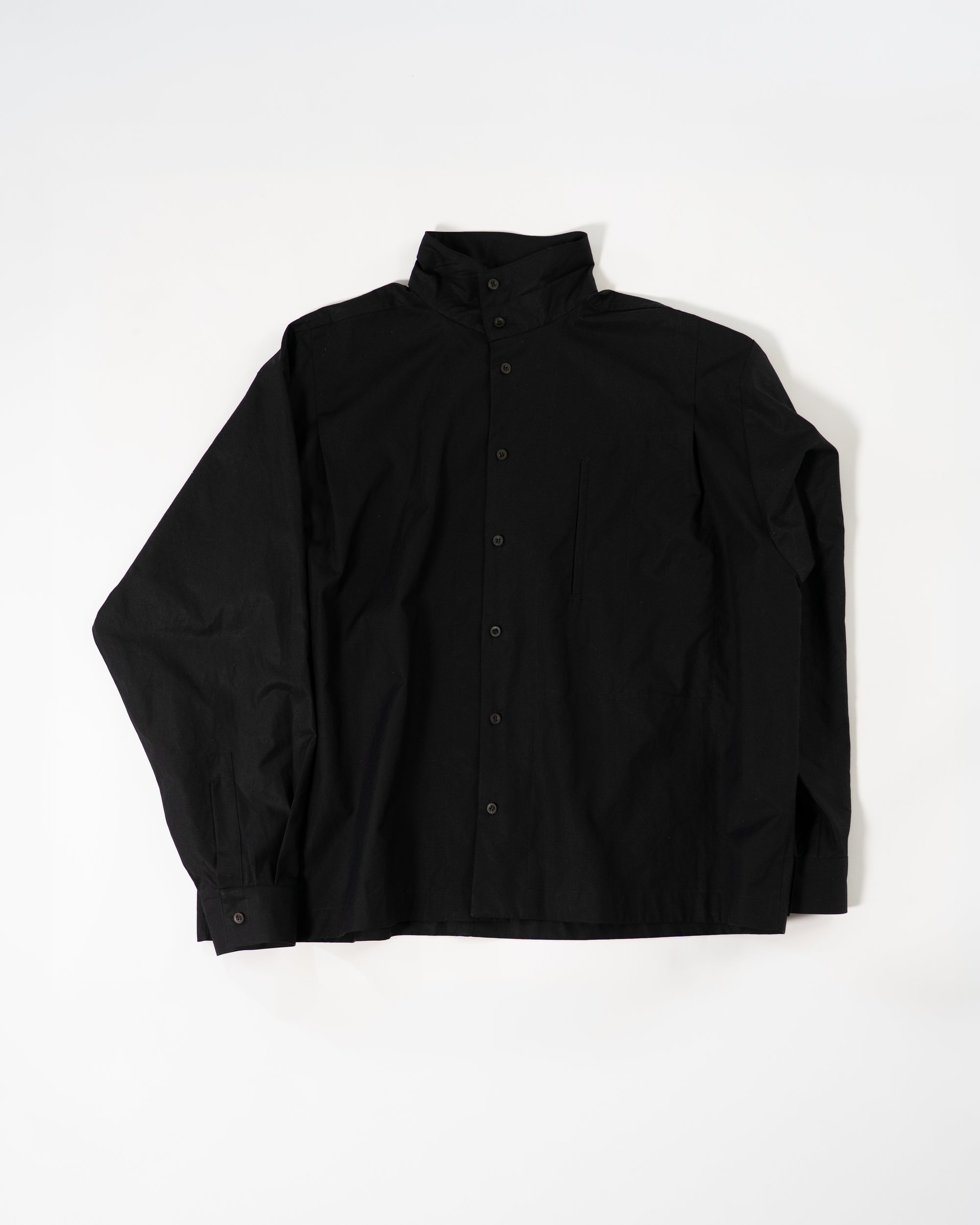 High Neck Shirt - Black Shirting