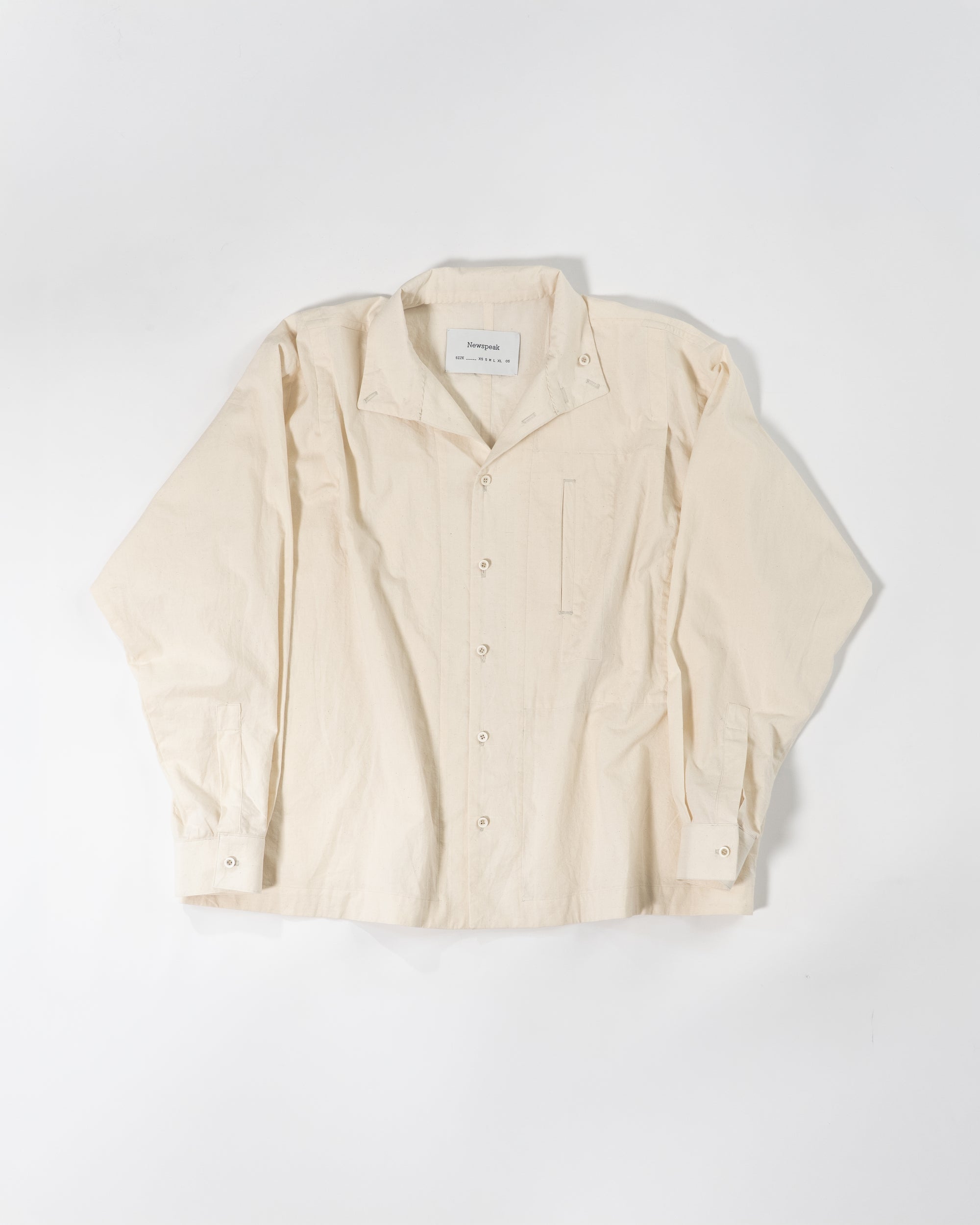 High Neck Shirt - Undyed Cotton Shirting
