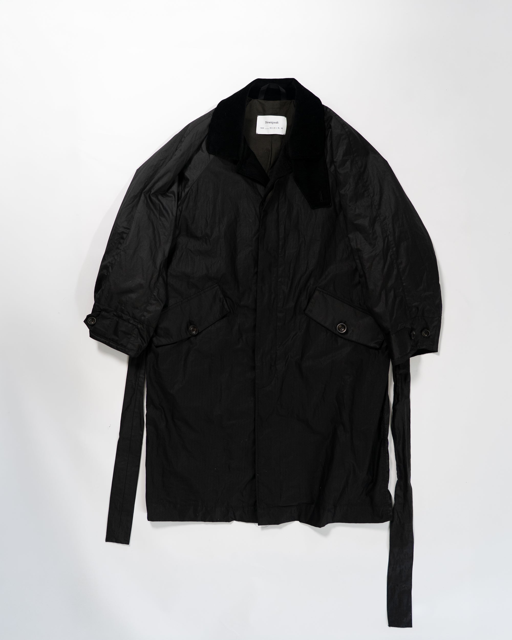 Raglan coat - Black Waxed Cotton