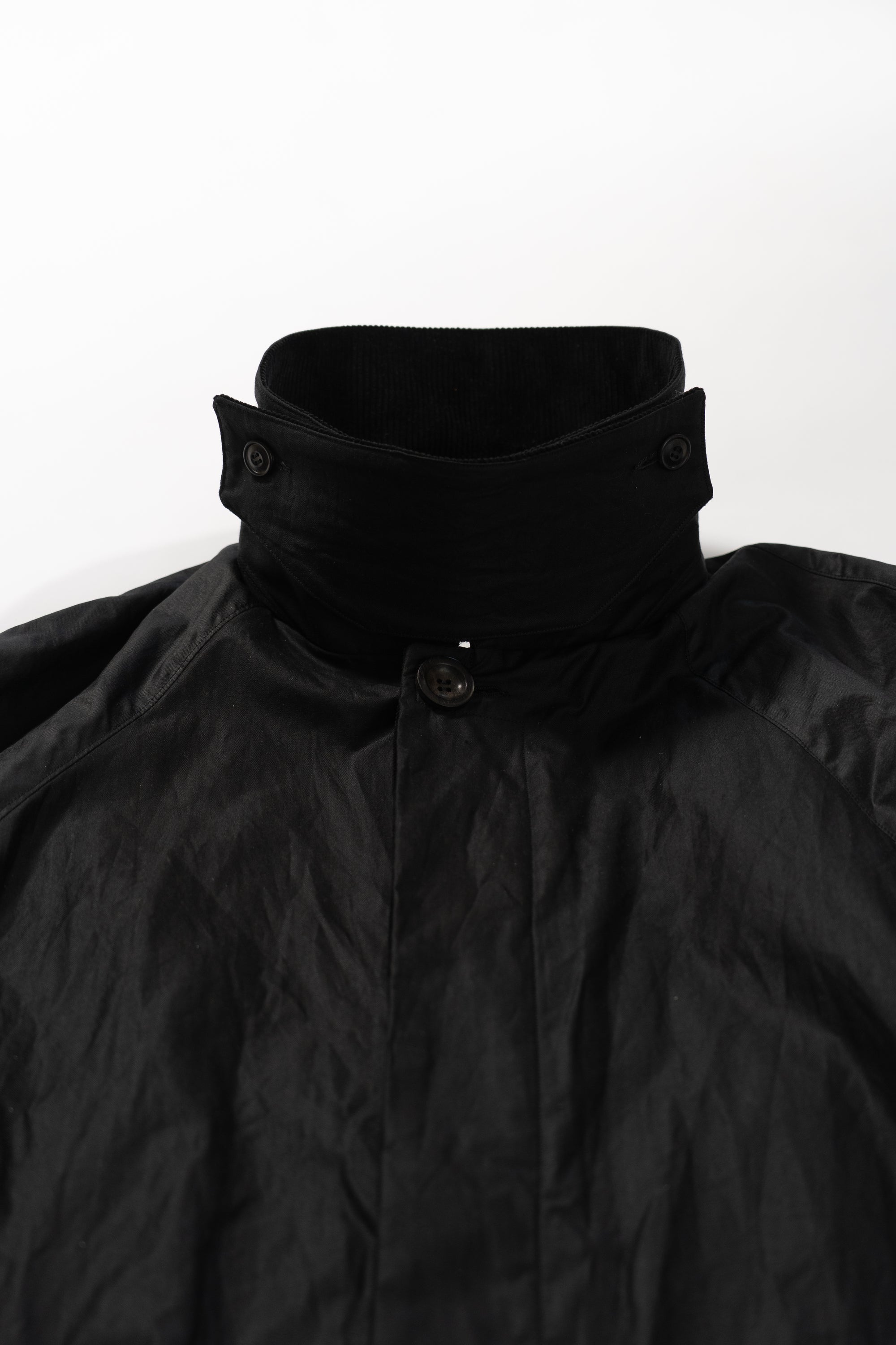 Raglan coat - Black Waxed Cotton