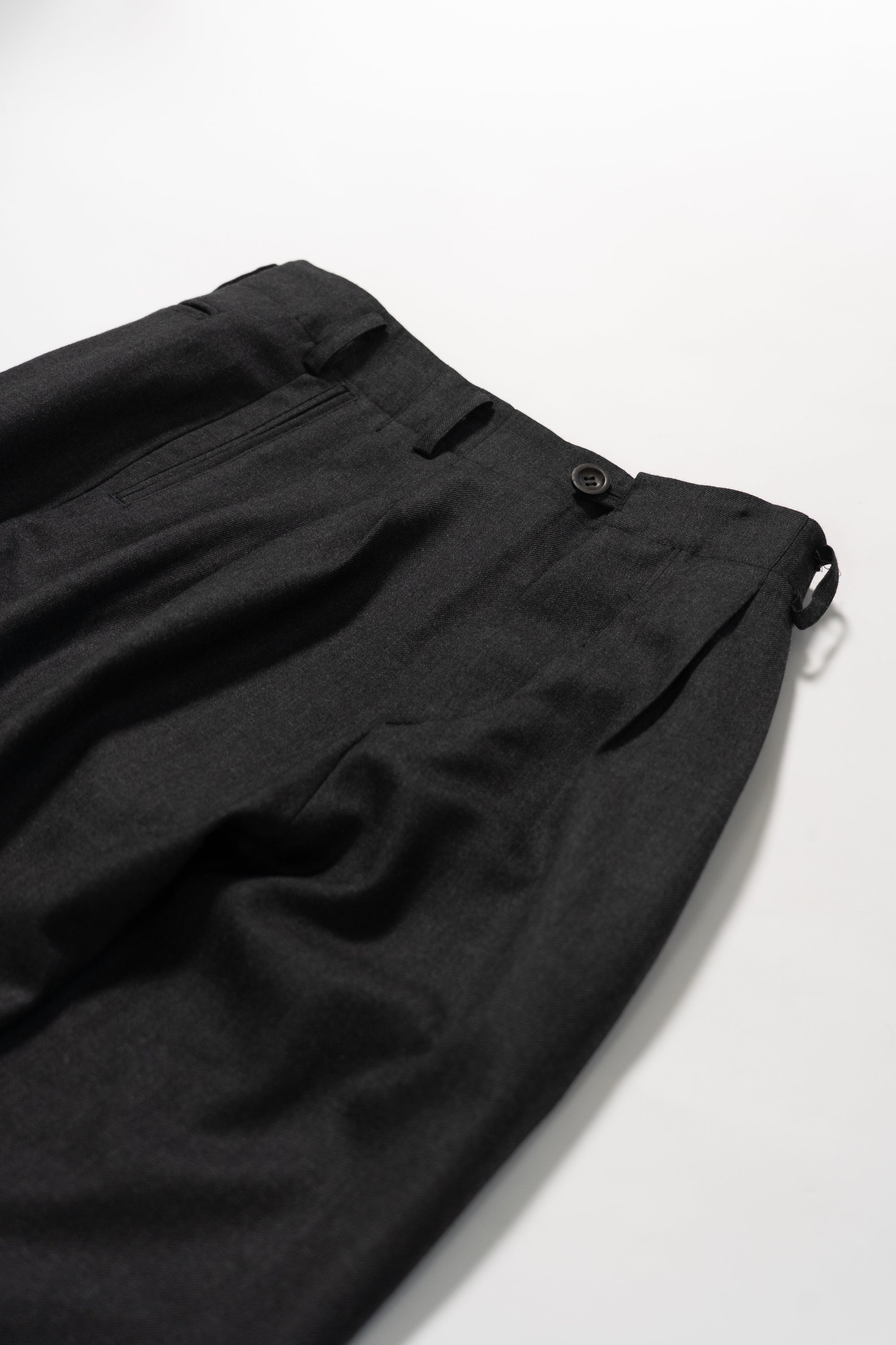 Triple Pleated Trouser - Grey Melange Pure Wool