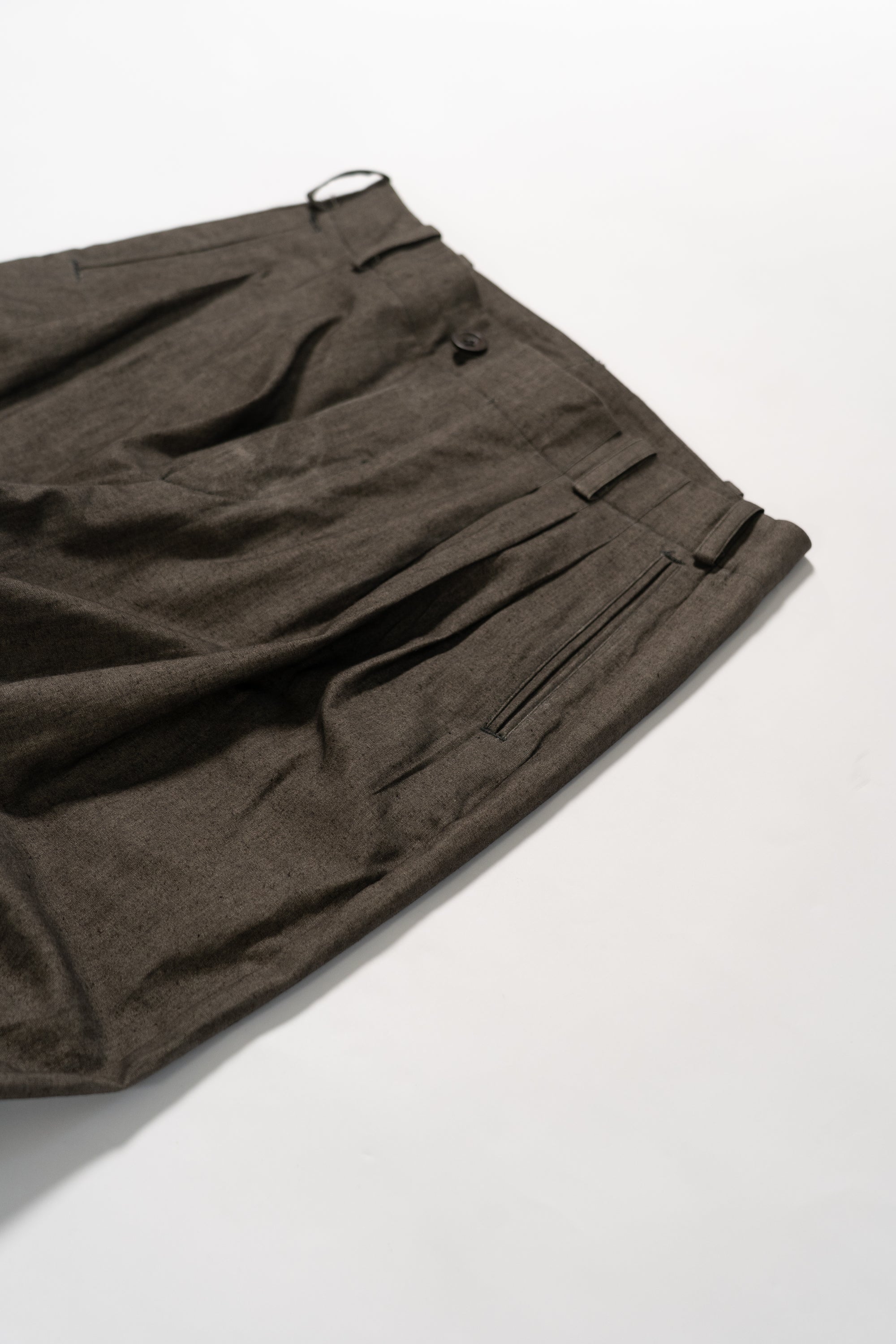 Triple Pleated Trouser - Sumi Dye Canvas