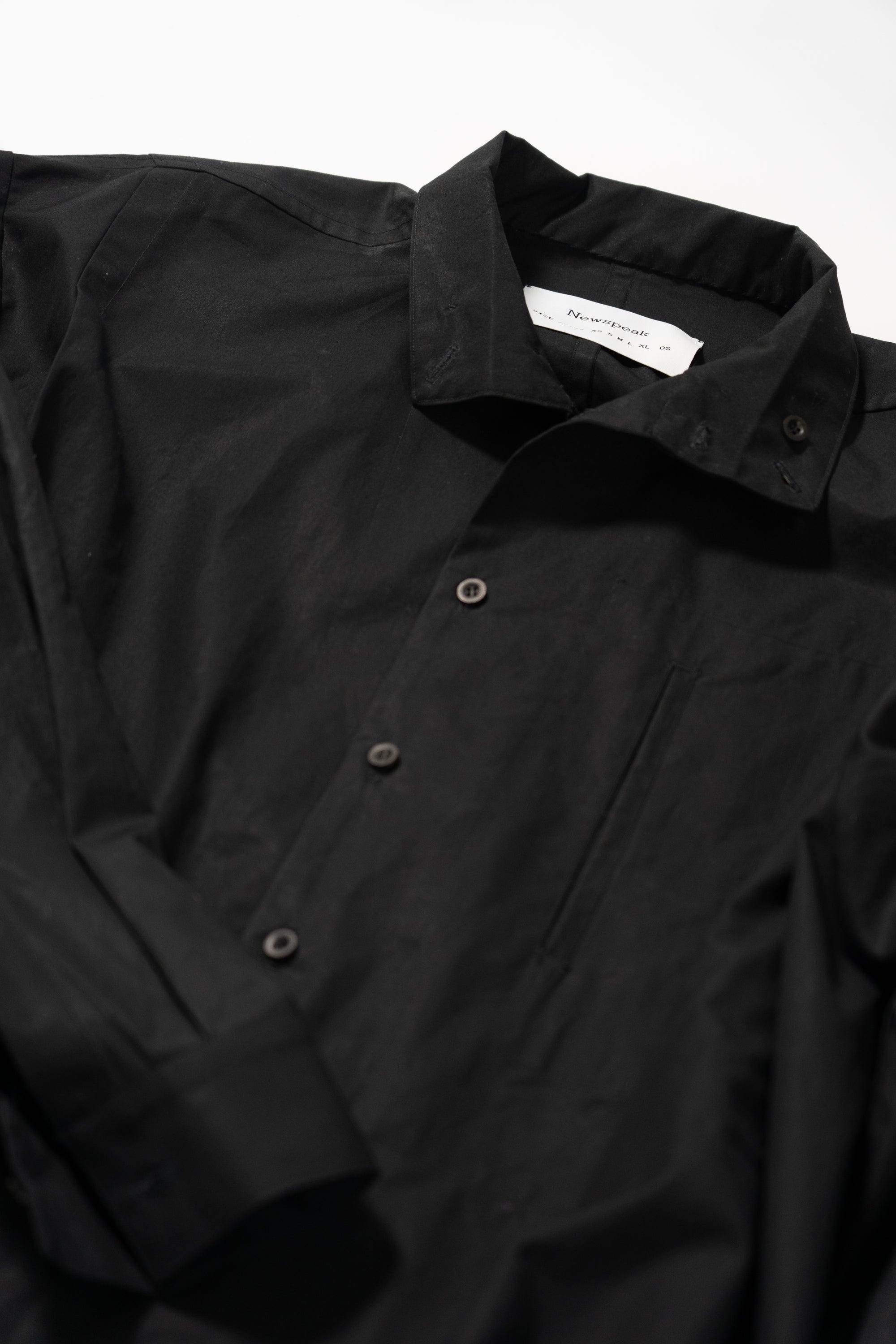 High Neck Shirt - Black Shirting