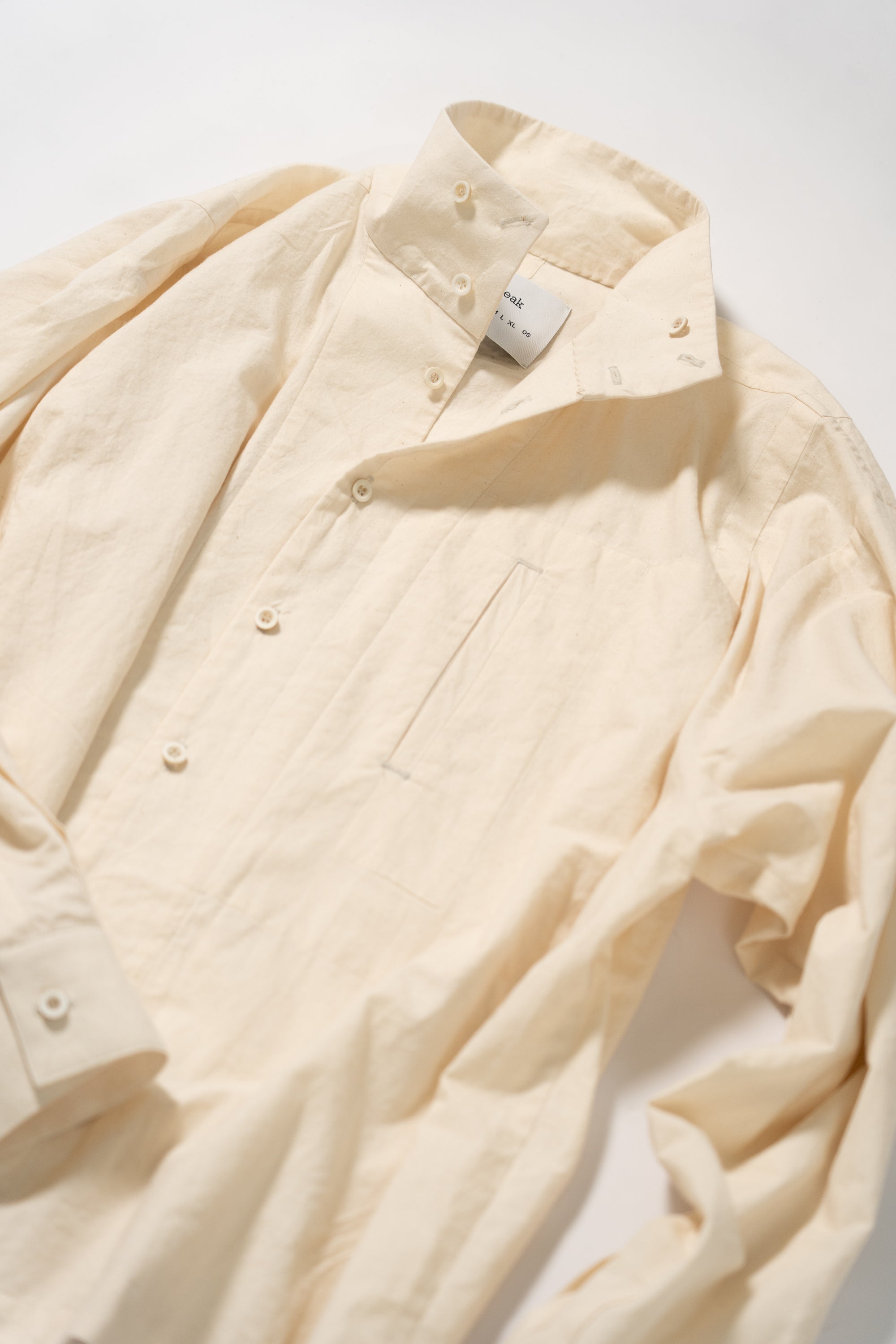High Neck Shirt - Undyed Cotton Shirting