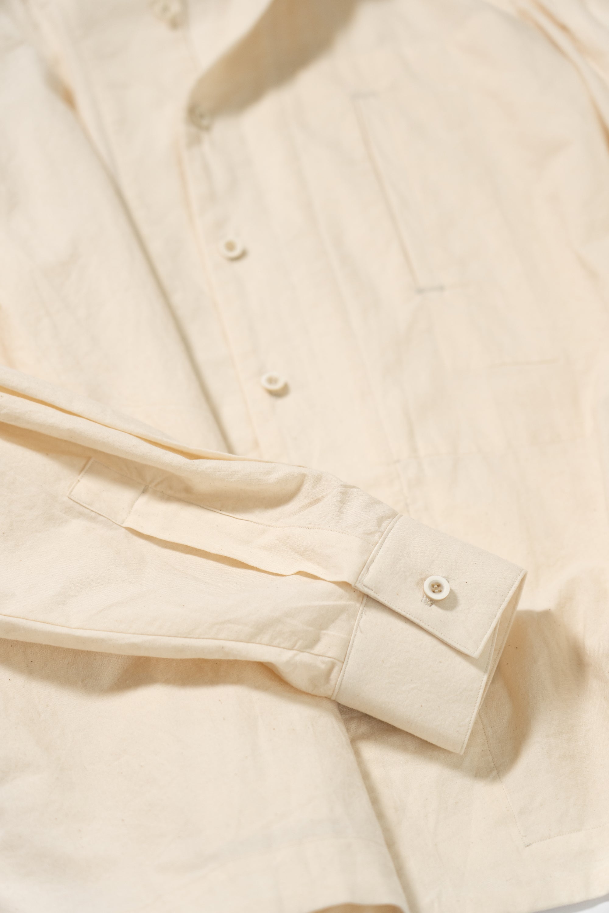 High Neck Shirt - Undyed Cotton Shirting