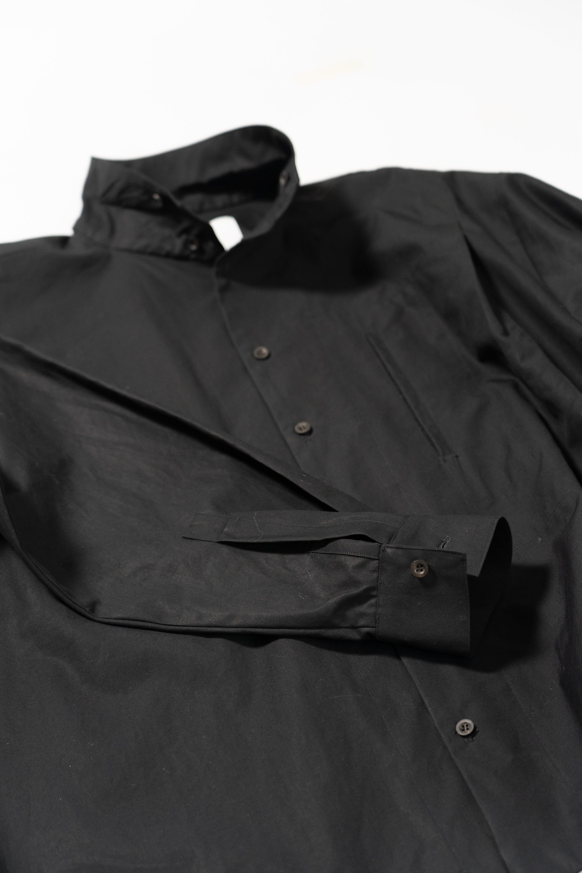 High Neck Shirt - Black Shirting