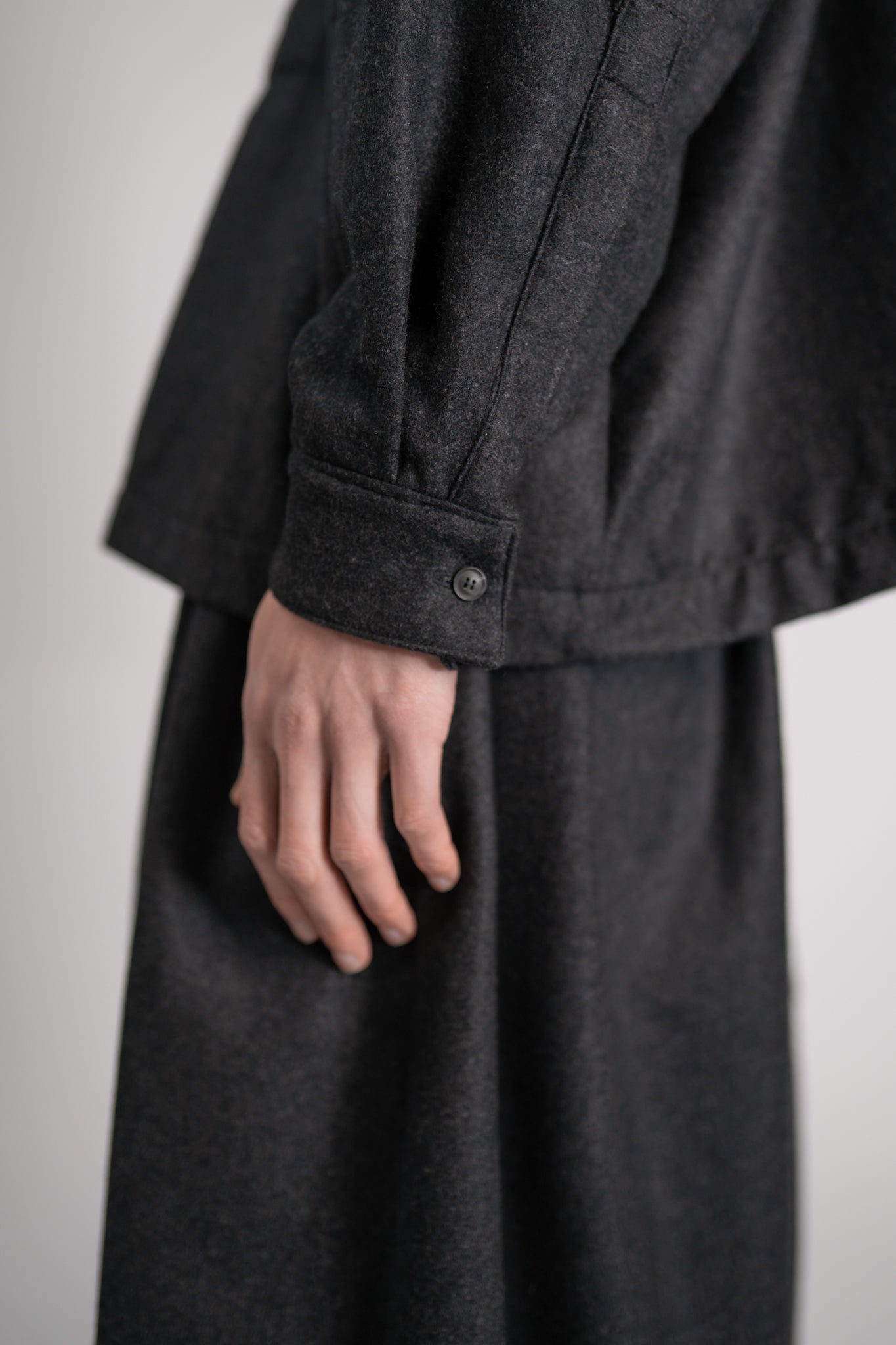 High Neck Shirt -  120's oxbridge flannel wool