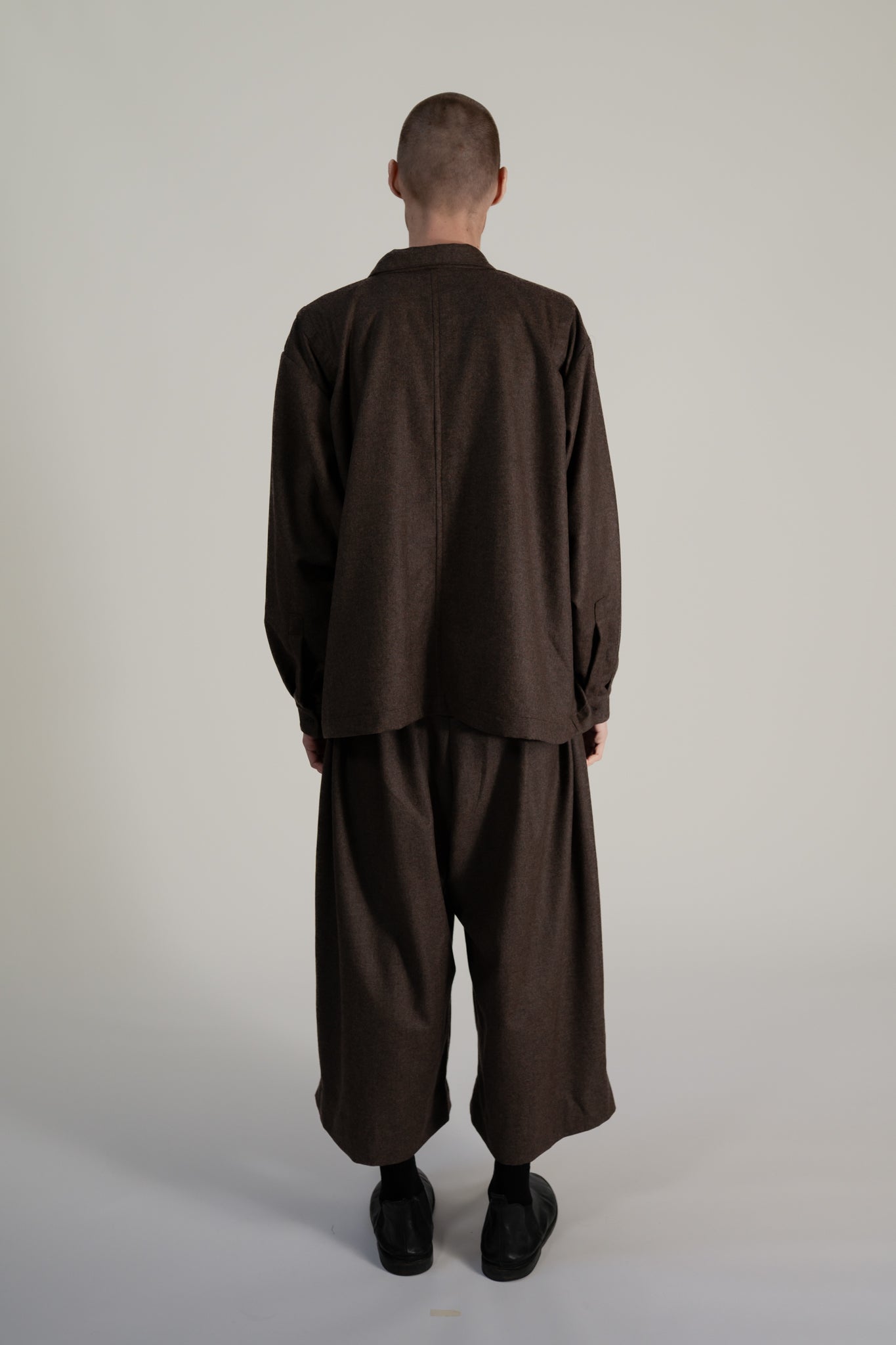 High Neck Shirt -  120's oxbridge flannel wool