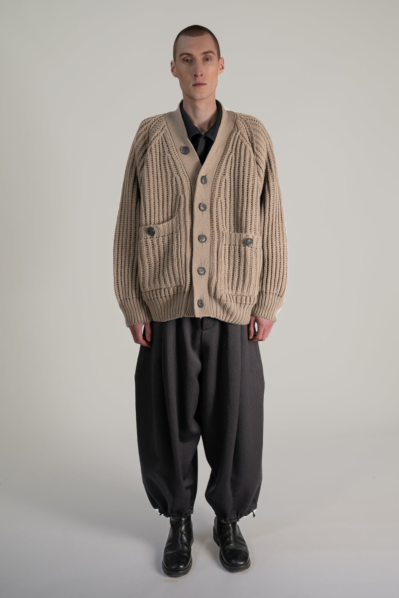 chunky grandpa cardigan -  extra fine merino wool