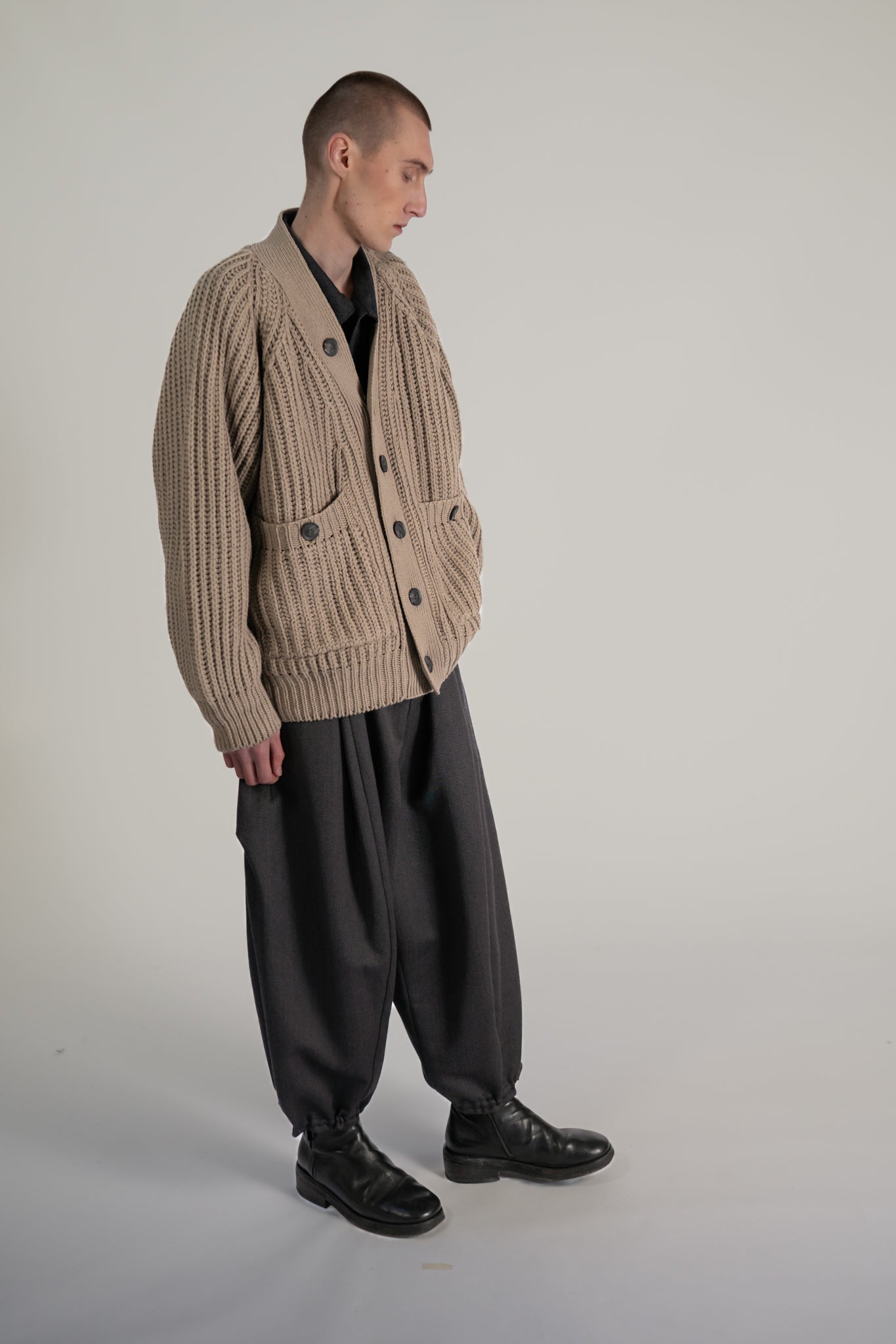 chunky grandpa cardigan -  extra fine merino wool