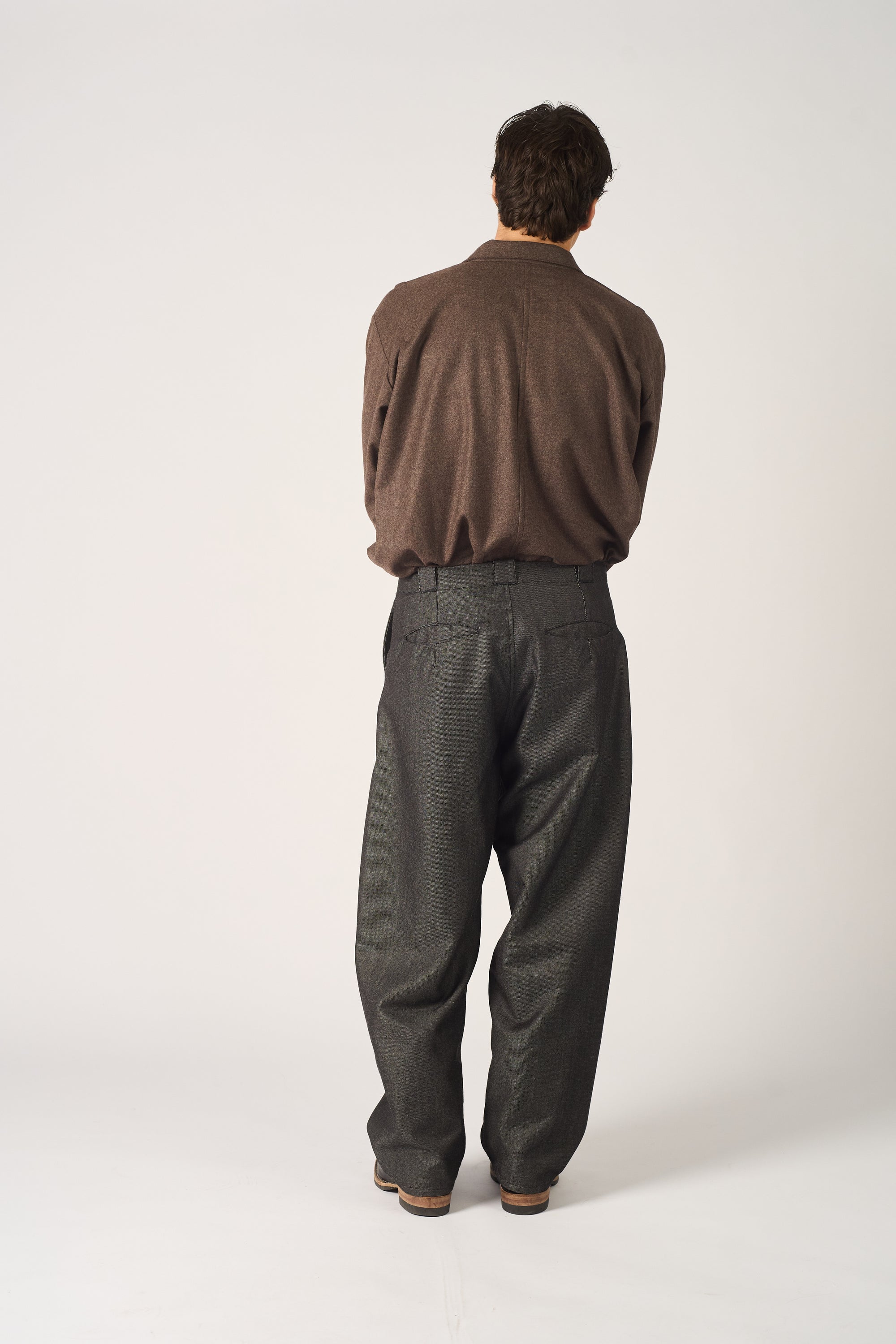 curved worker trouser - wool mohair denim