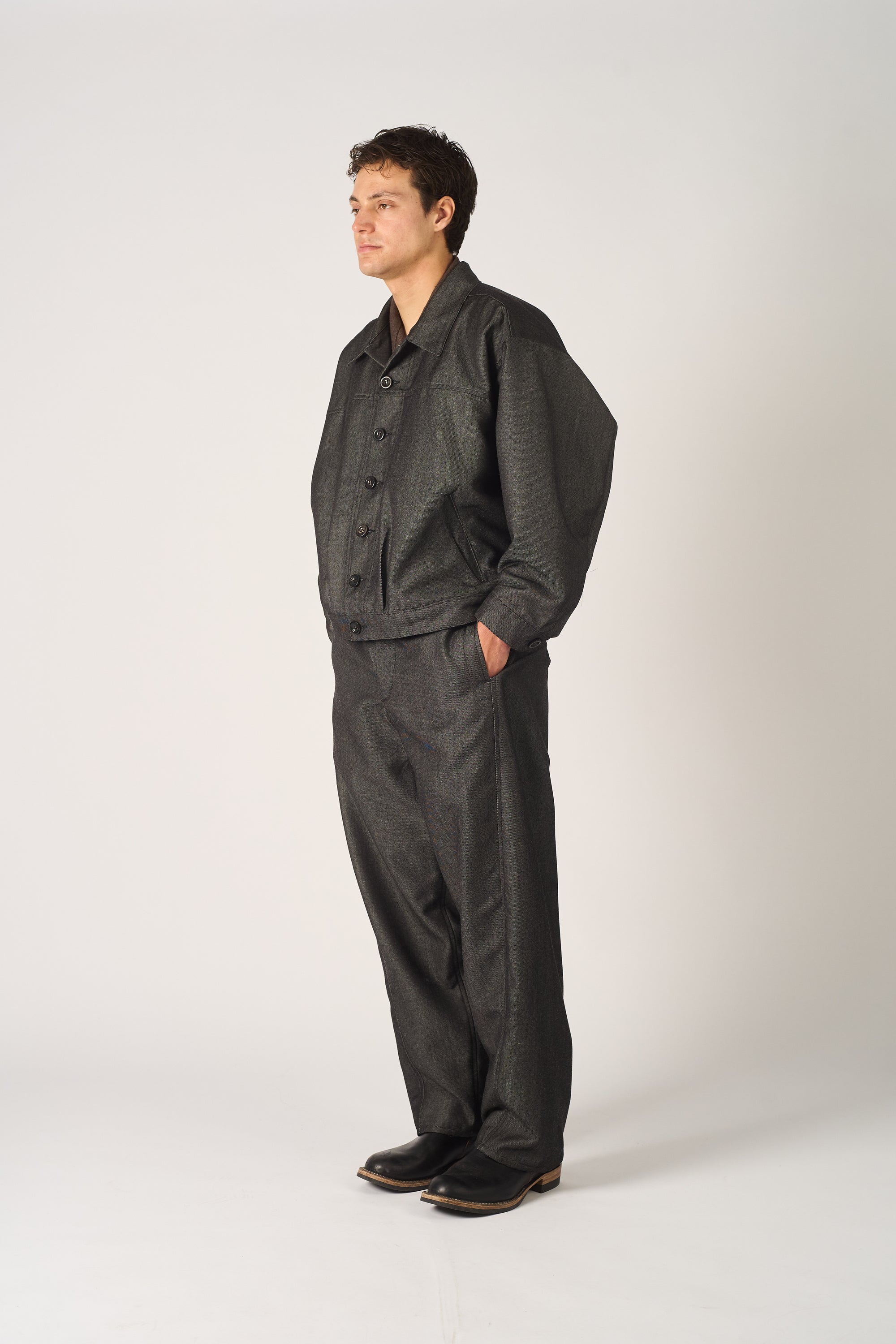 worker jacket - wool mohair denim