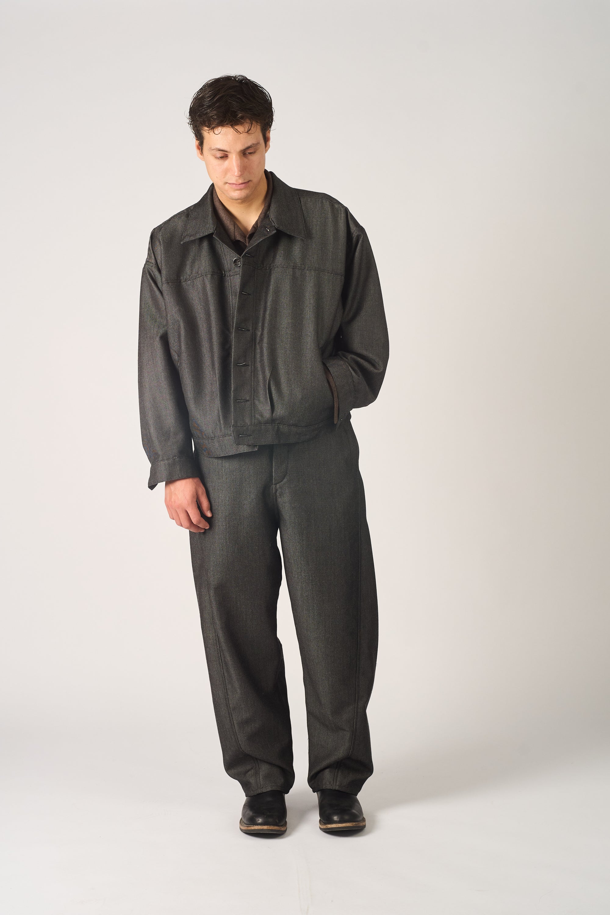 worker jacket - wool mohair denim
