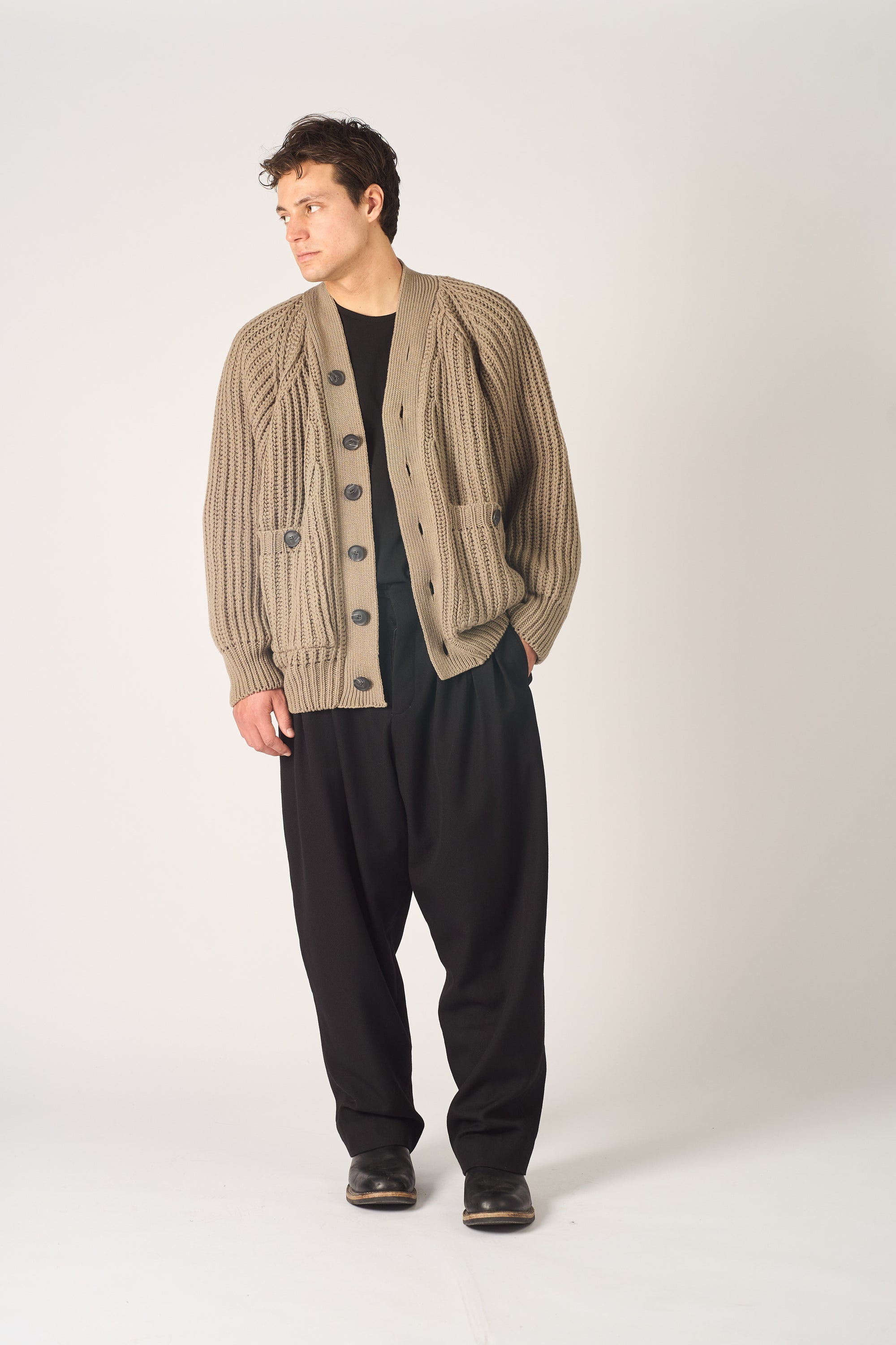 chunky grandpa cardigan -  extra fine merino wool