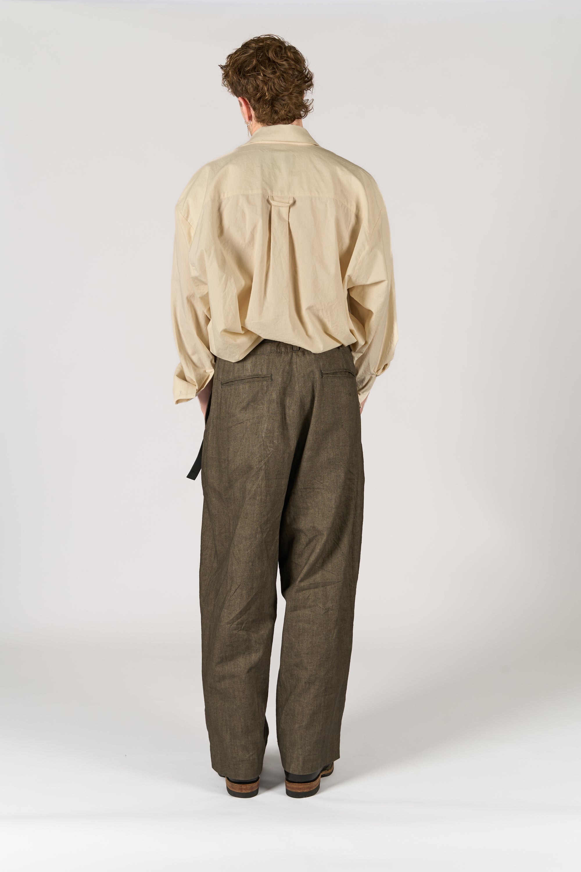 Triple Pleated Trouser - Sumi Dye Canvas