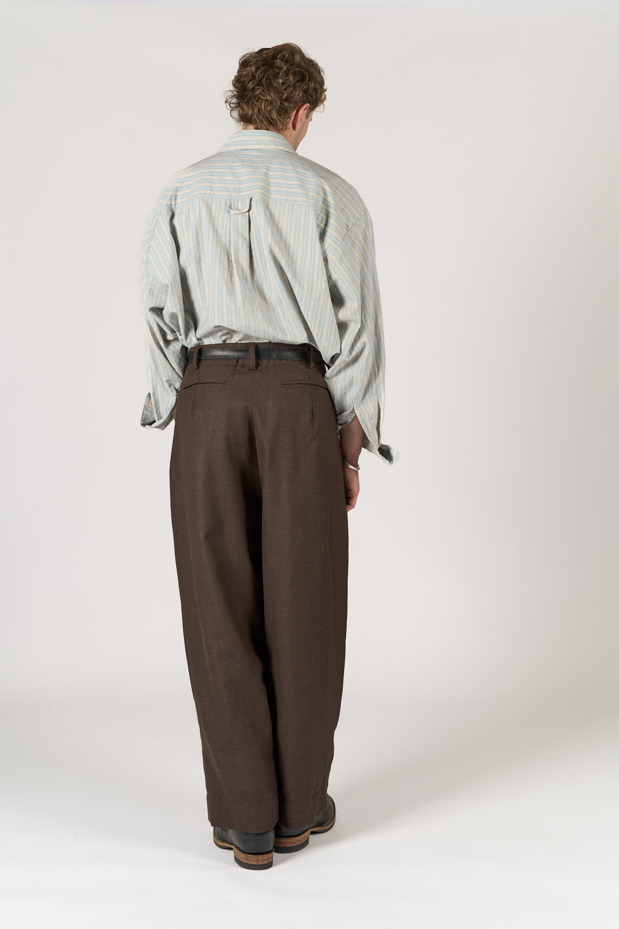 Triple Pleated Trouser - Rustic Brown Pure Wool