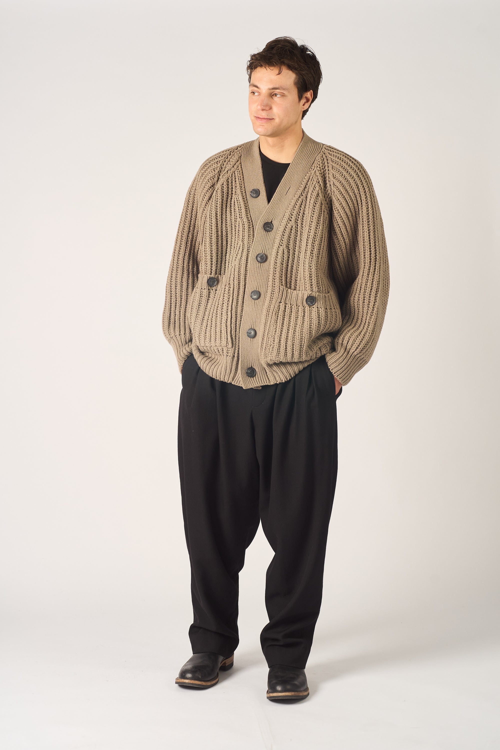 chunky grandpa cardigan -  extra fine merino wool