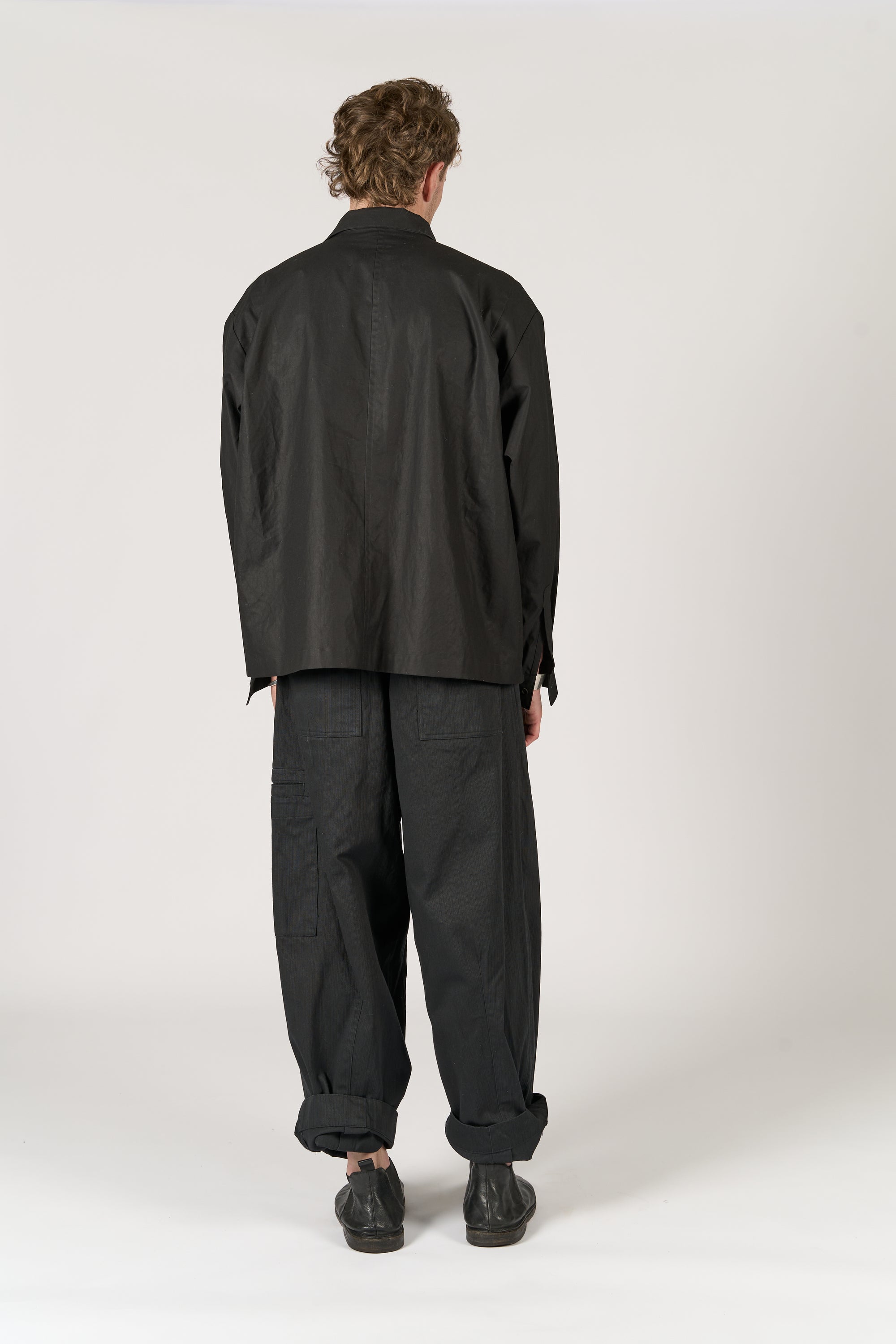 High Neck Shirt - Black Shirting