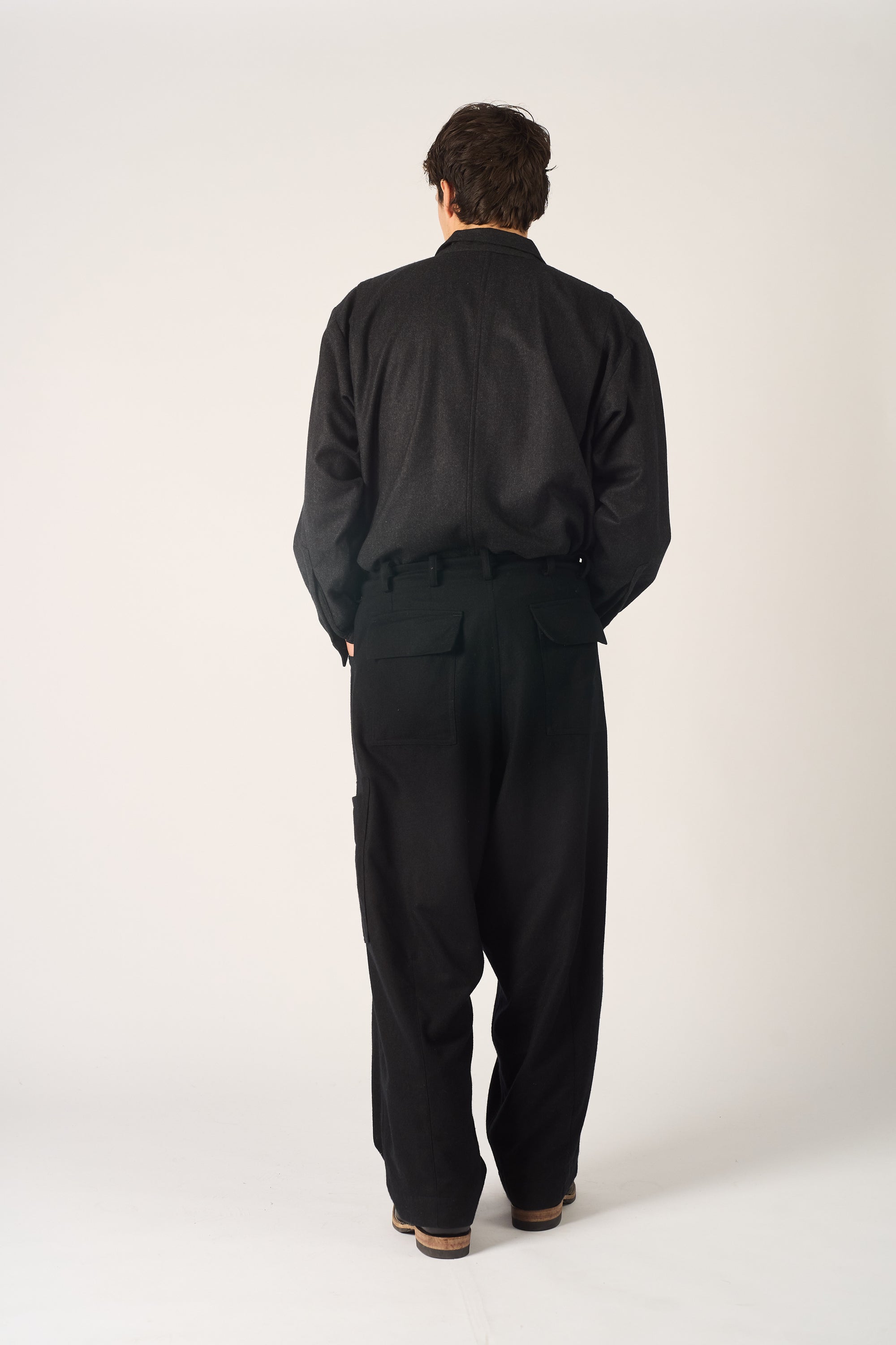 High Neck Shirt -  120's oxbridge flannel wool