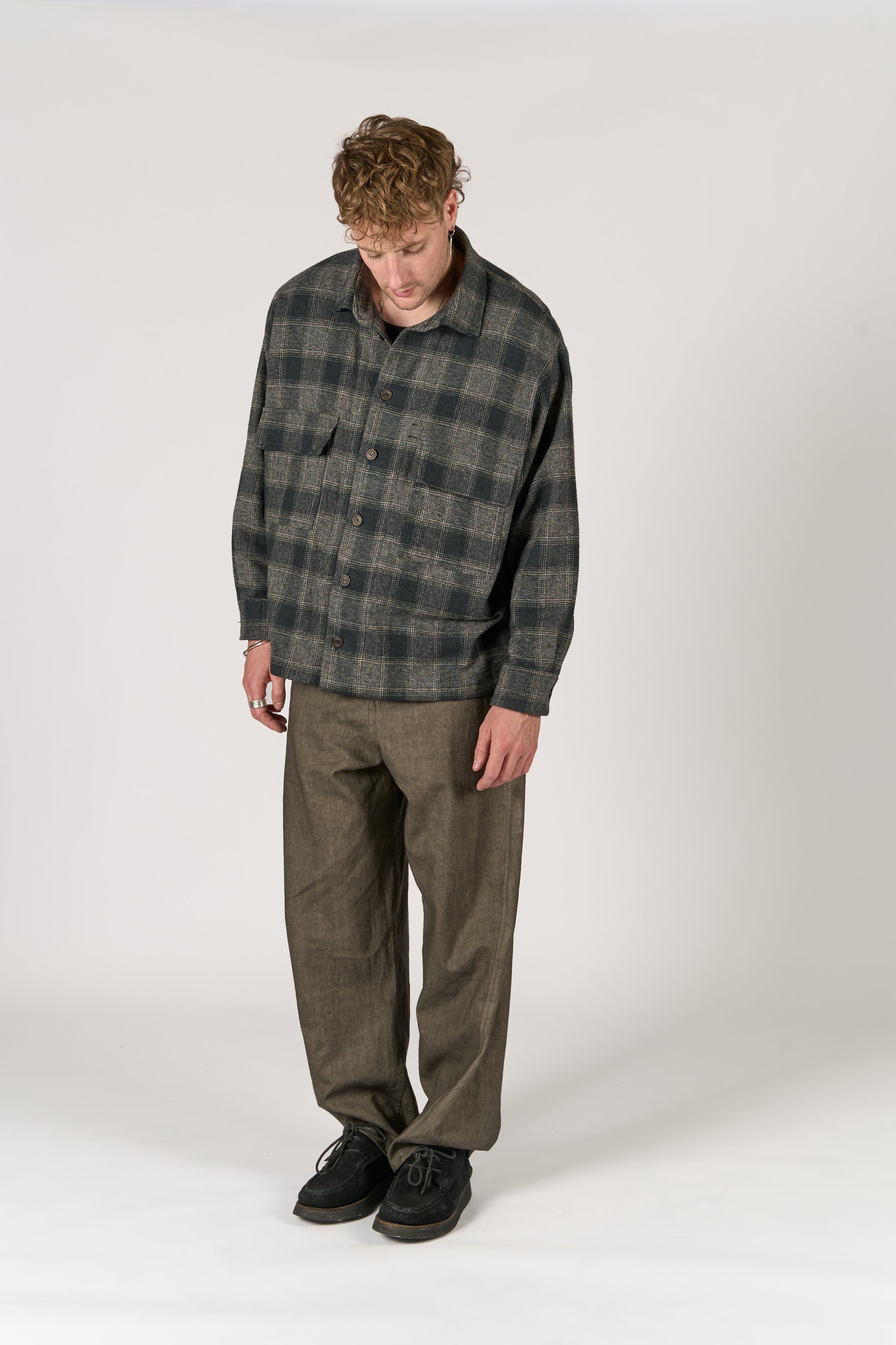 Overshirt - Black and White Checked Flannel