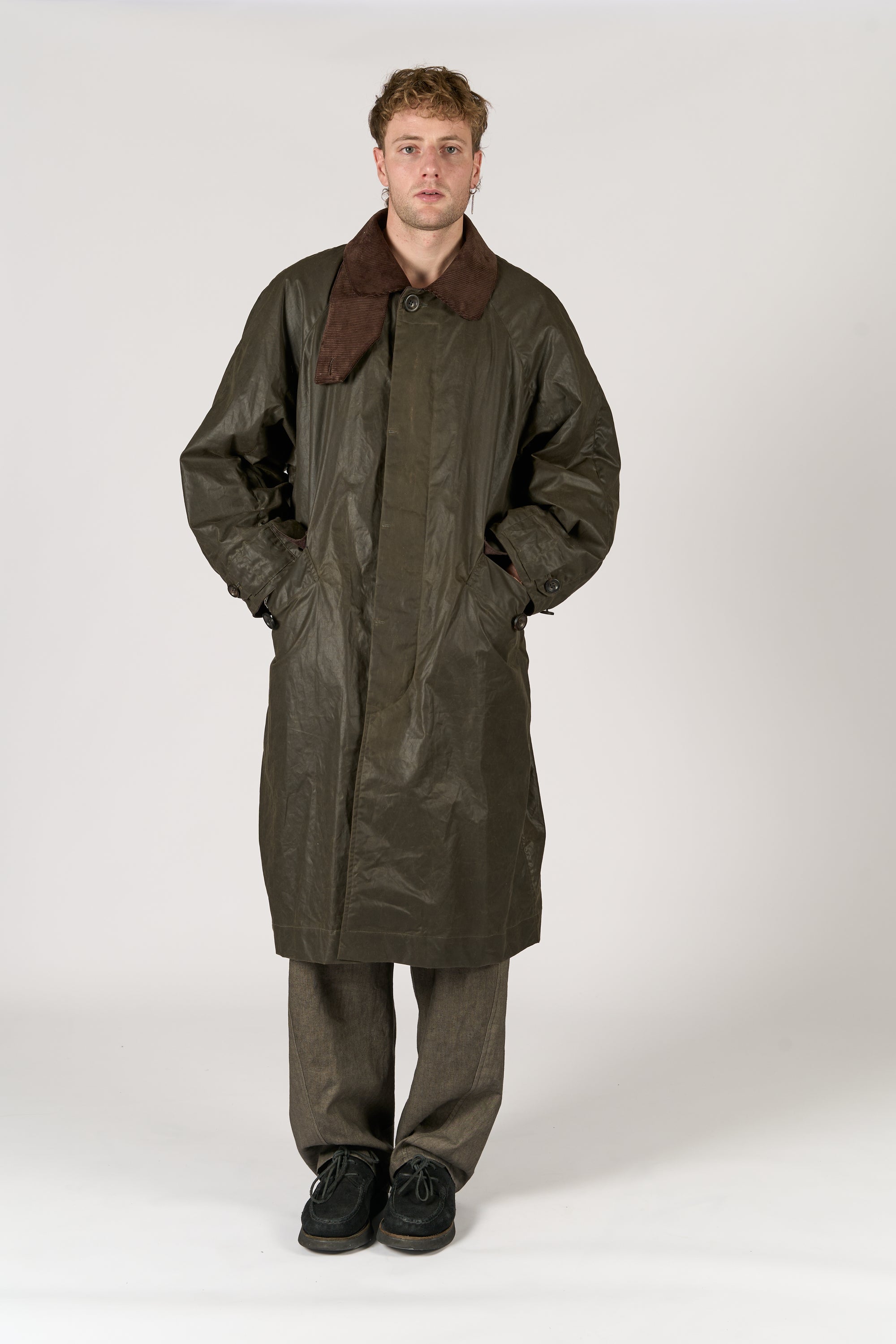 Raglan coat - Green Waxed Cotton