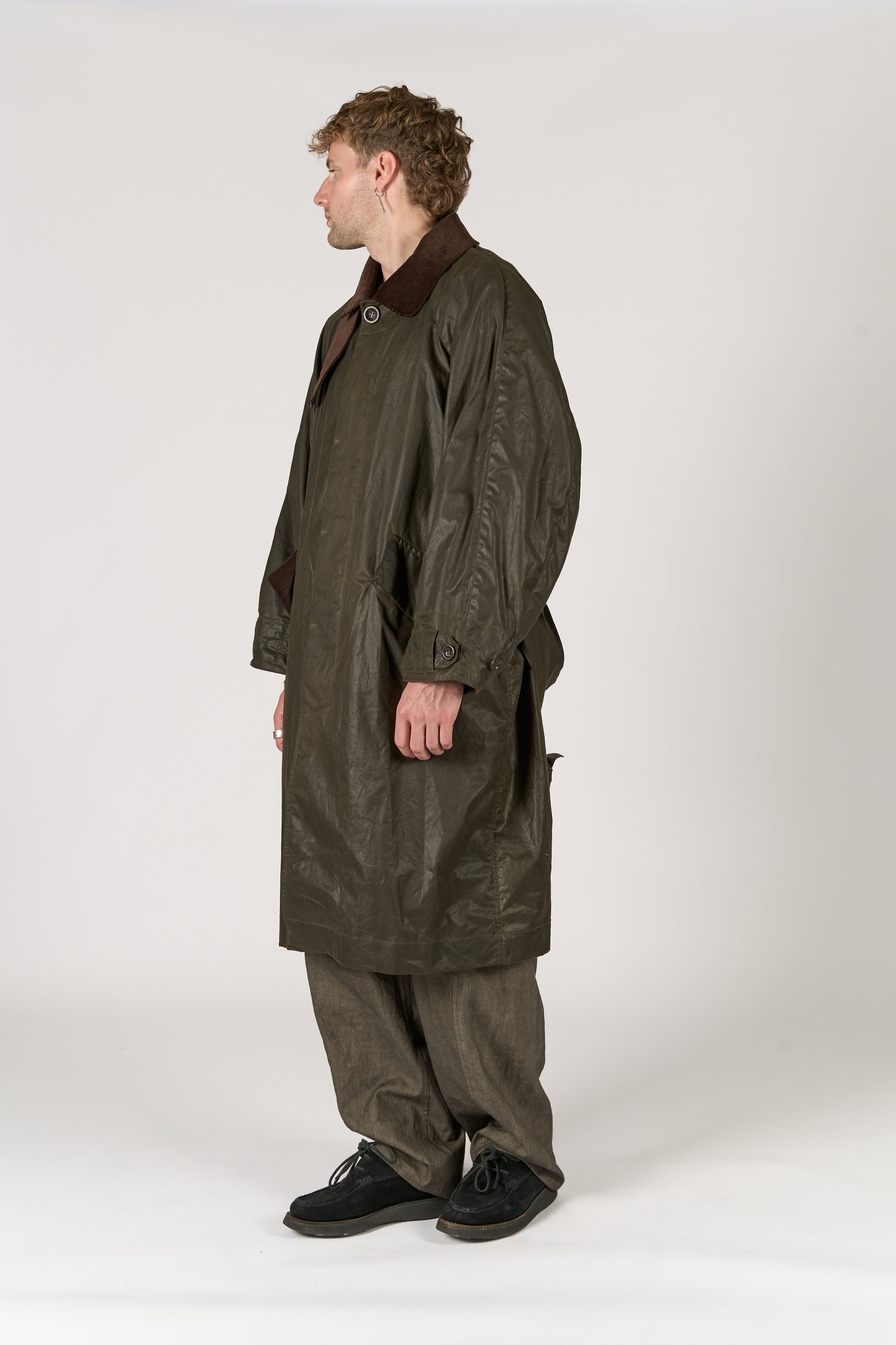 Raglan coat - Green Waxed Cotton