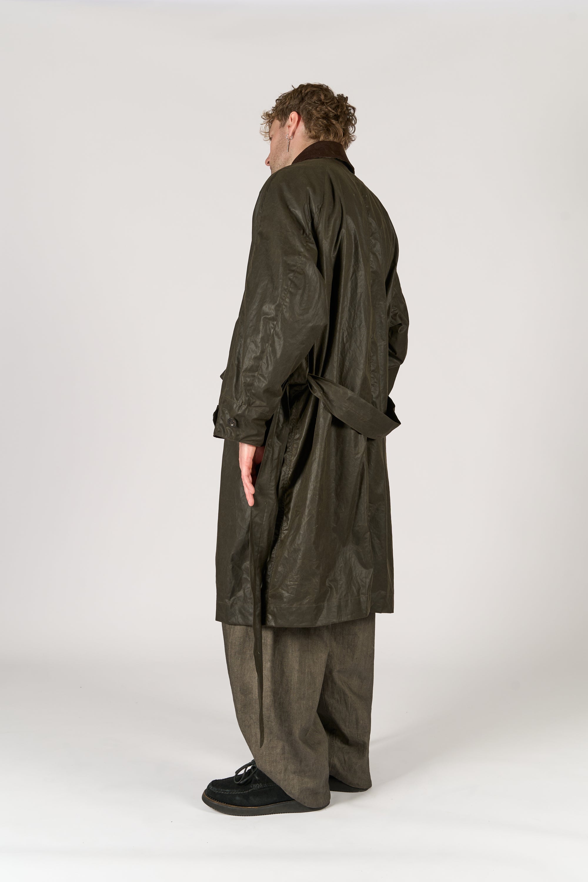 Raglan coat - Green Waxed Cotton