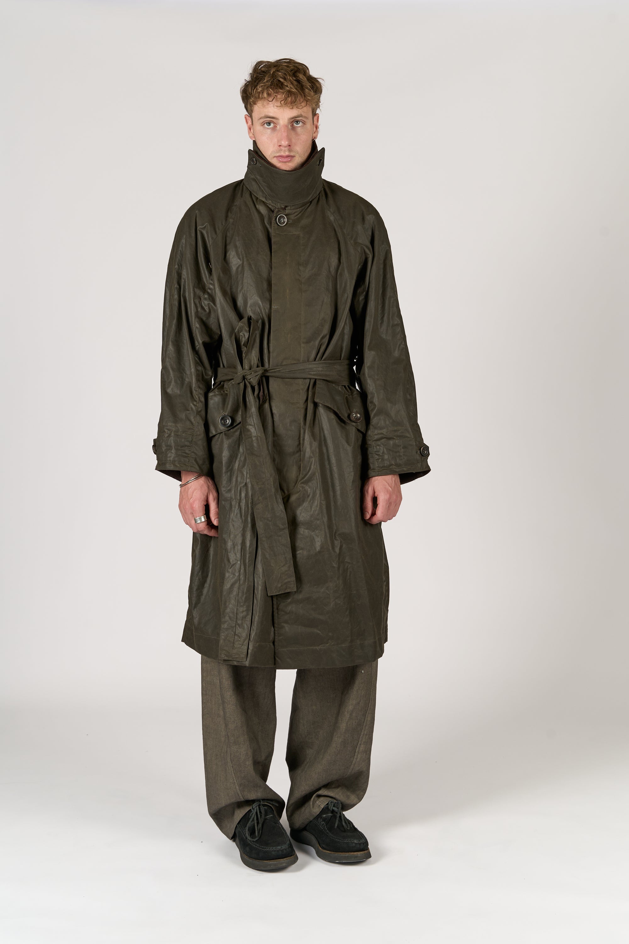 Raglan coat - Green Waxed Cotton