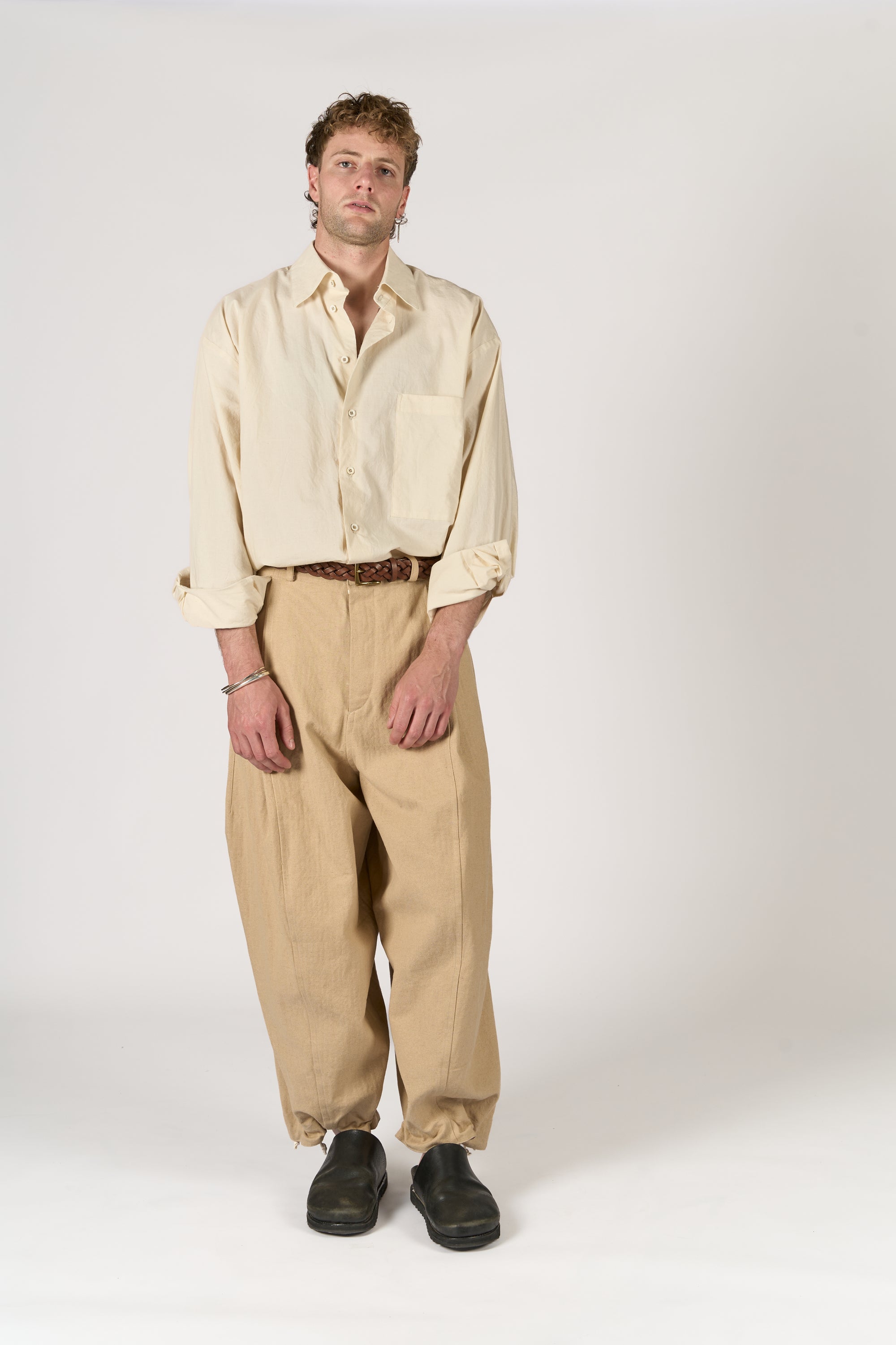 Balloon trouser - Cotton Linen Herringbone