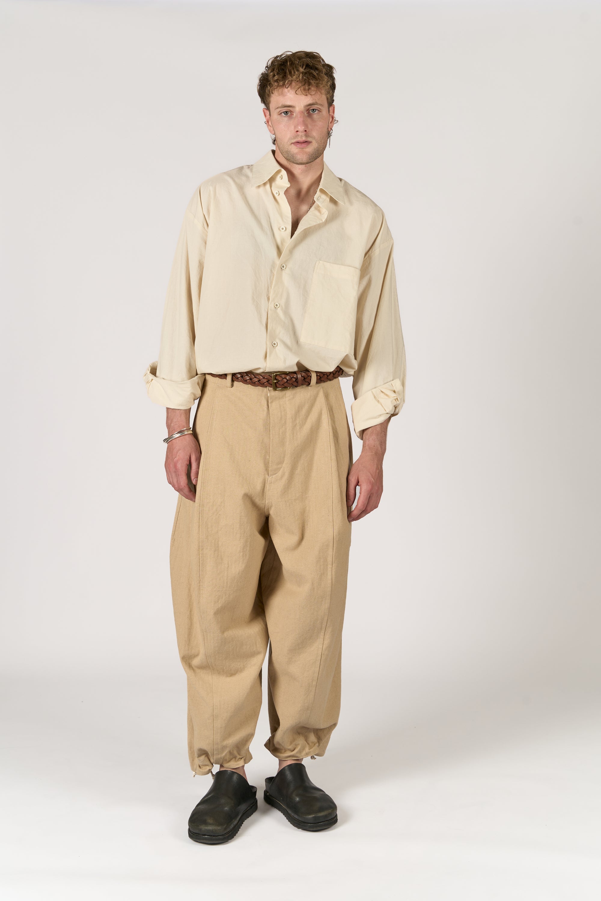 Balloon trouser - Cotton Linen Herringbone