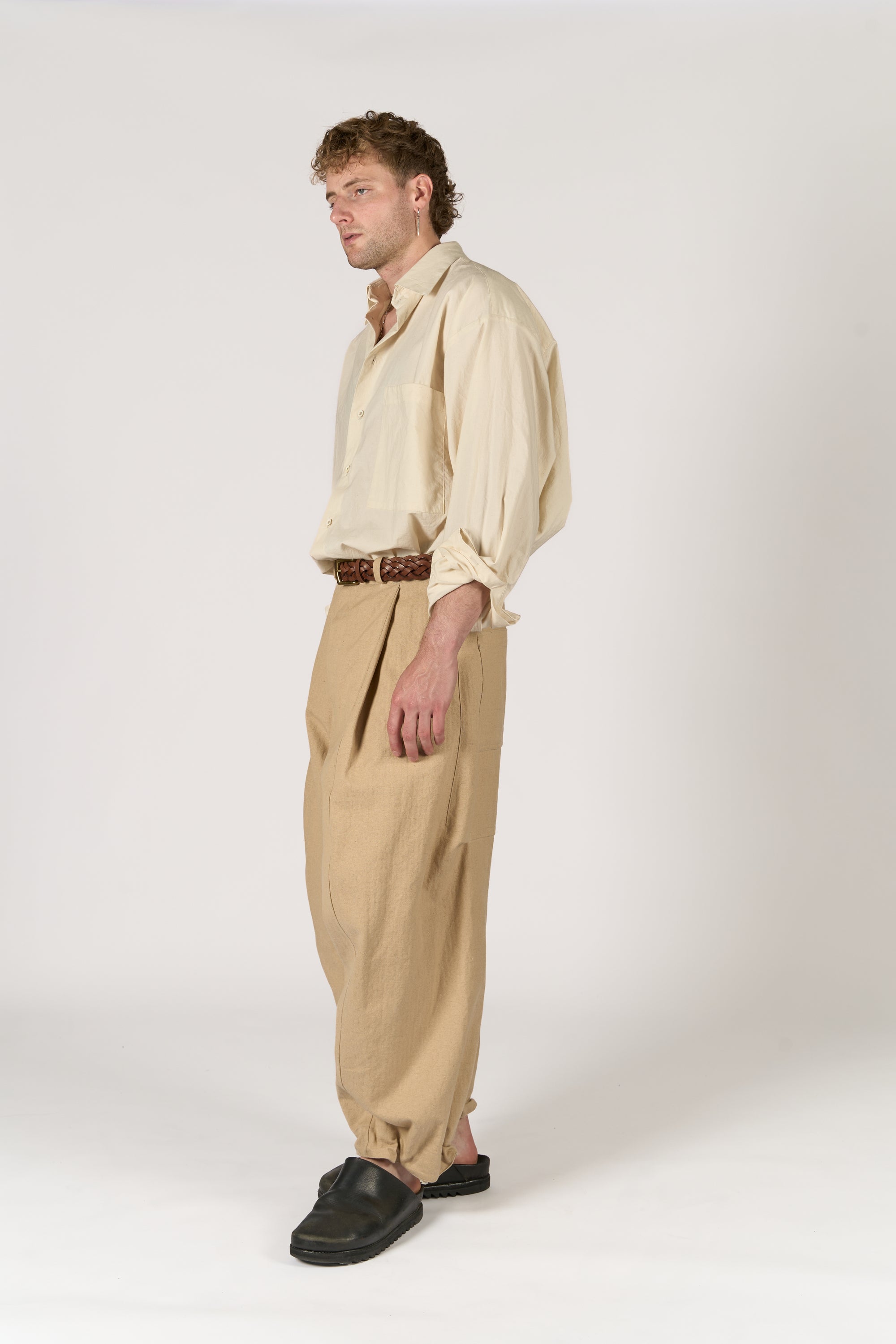 Balloon trouser - Cotton Linen Herringbone