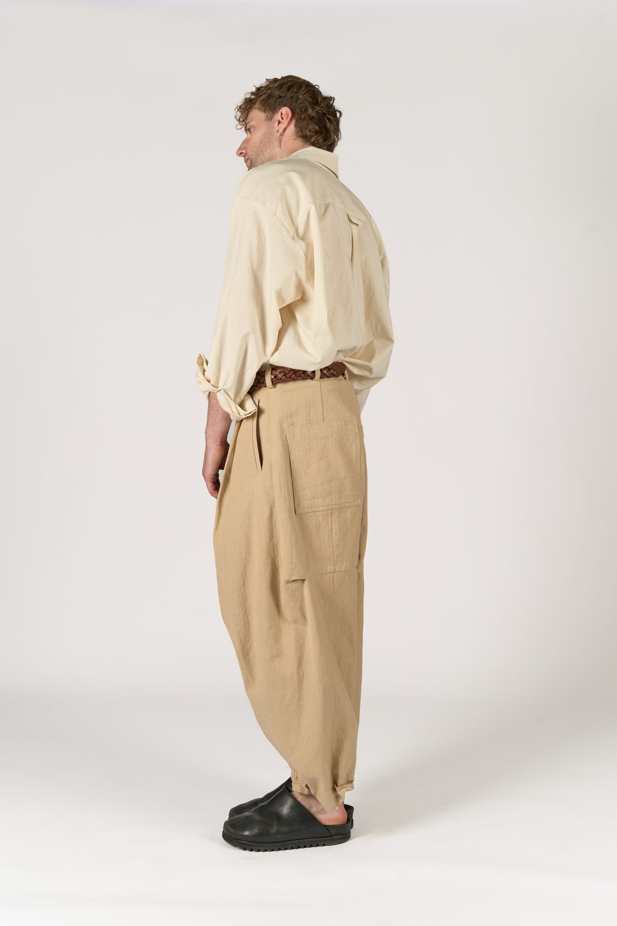 Balloon trouser - Cotton Linen Herringbone
