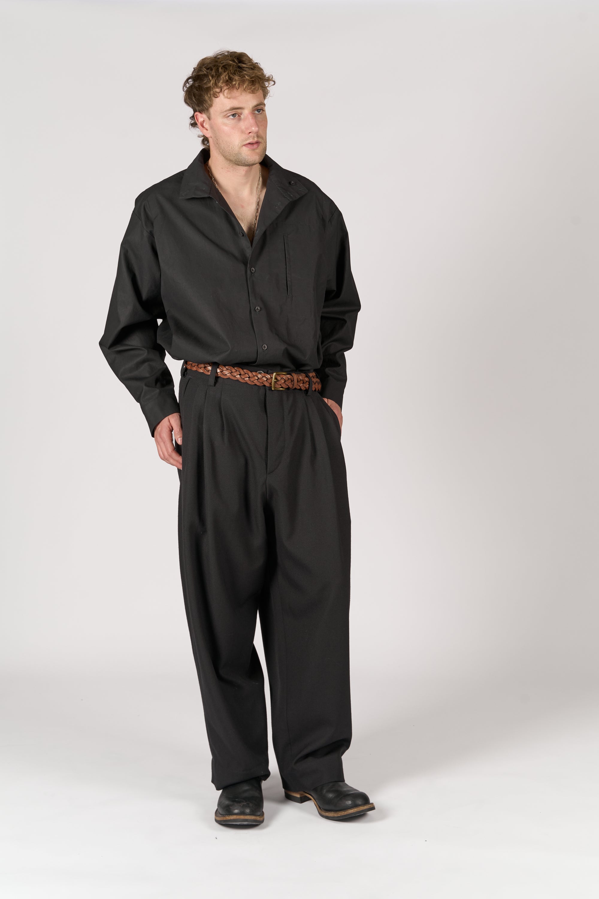 Triple Pleated Trouser - Cavalry Twill Pure Wool
