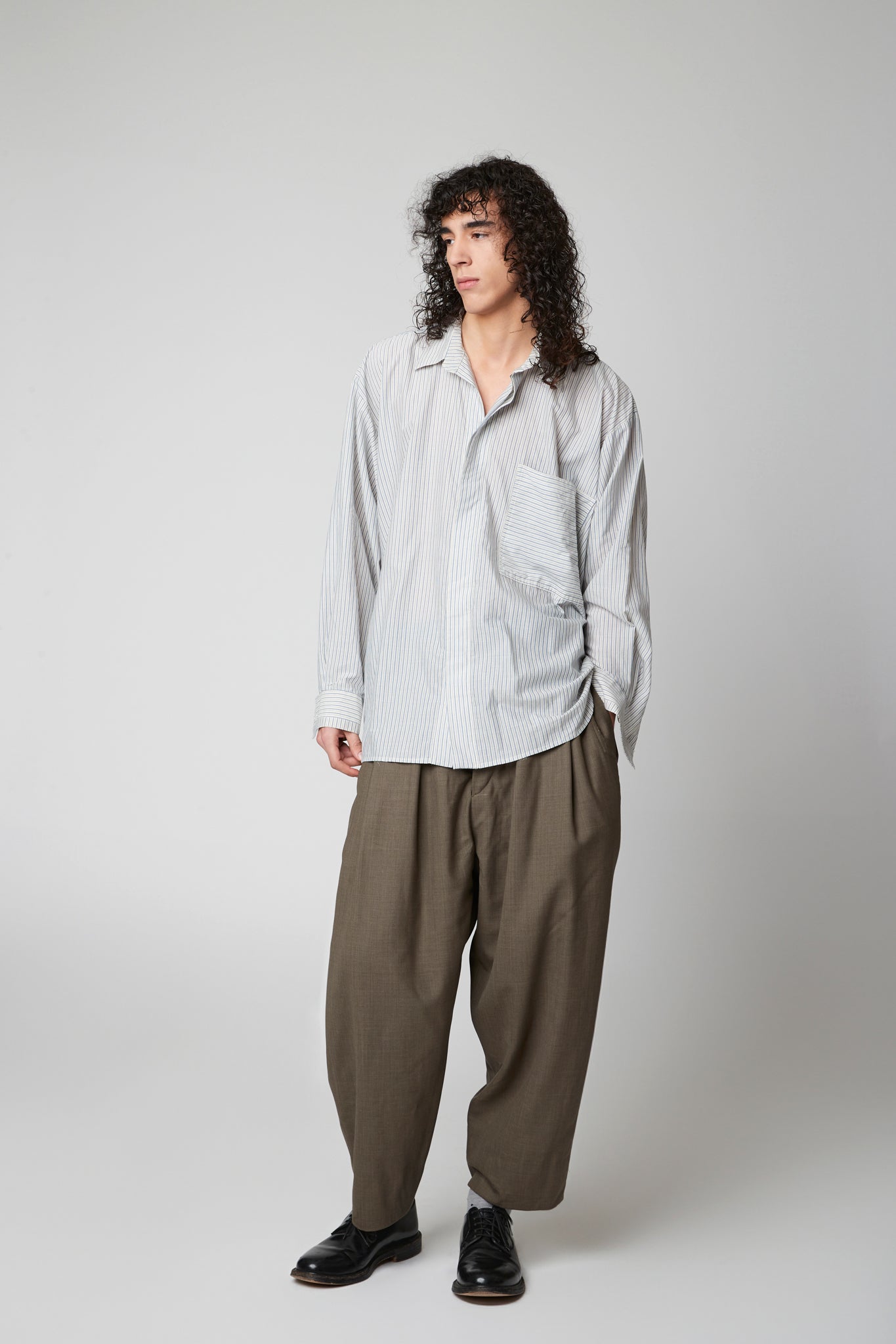 classic shirt - cotton cashmere blue pinstripe shirting