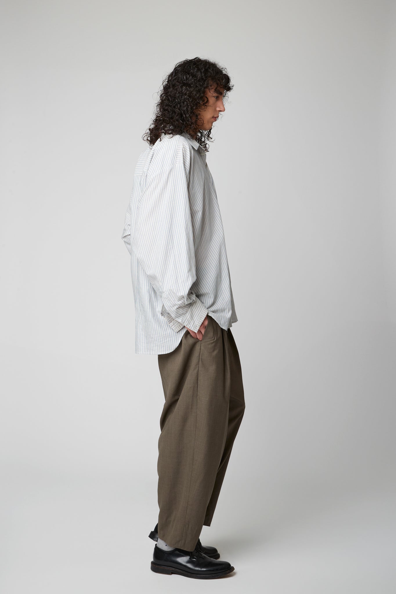 classic shirt - cotton cashmere blue pinstripe shirting
