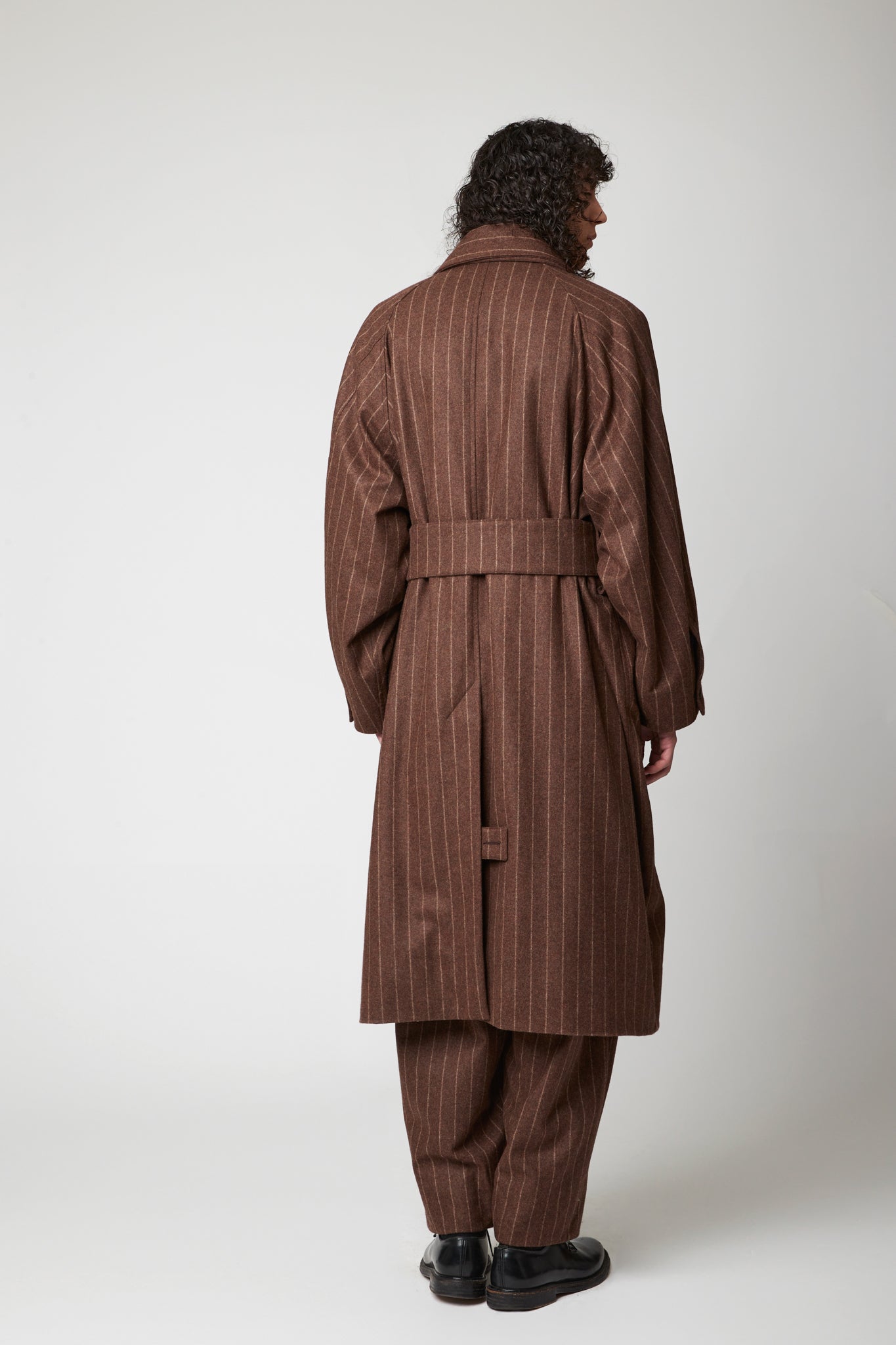 Raglan sleeve overcoat - Pinstripe RWS Wool